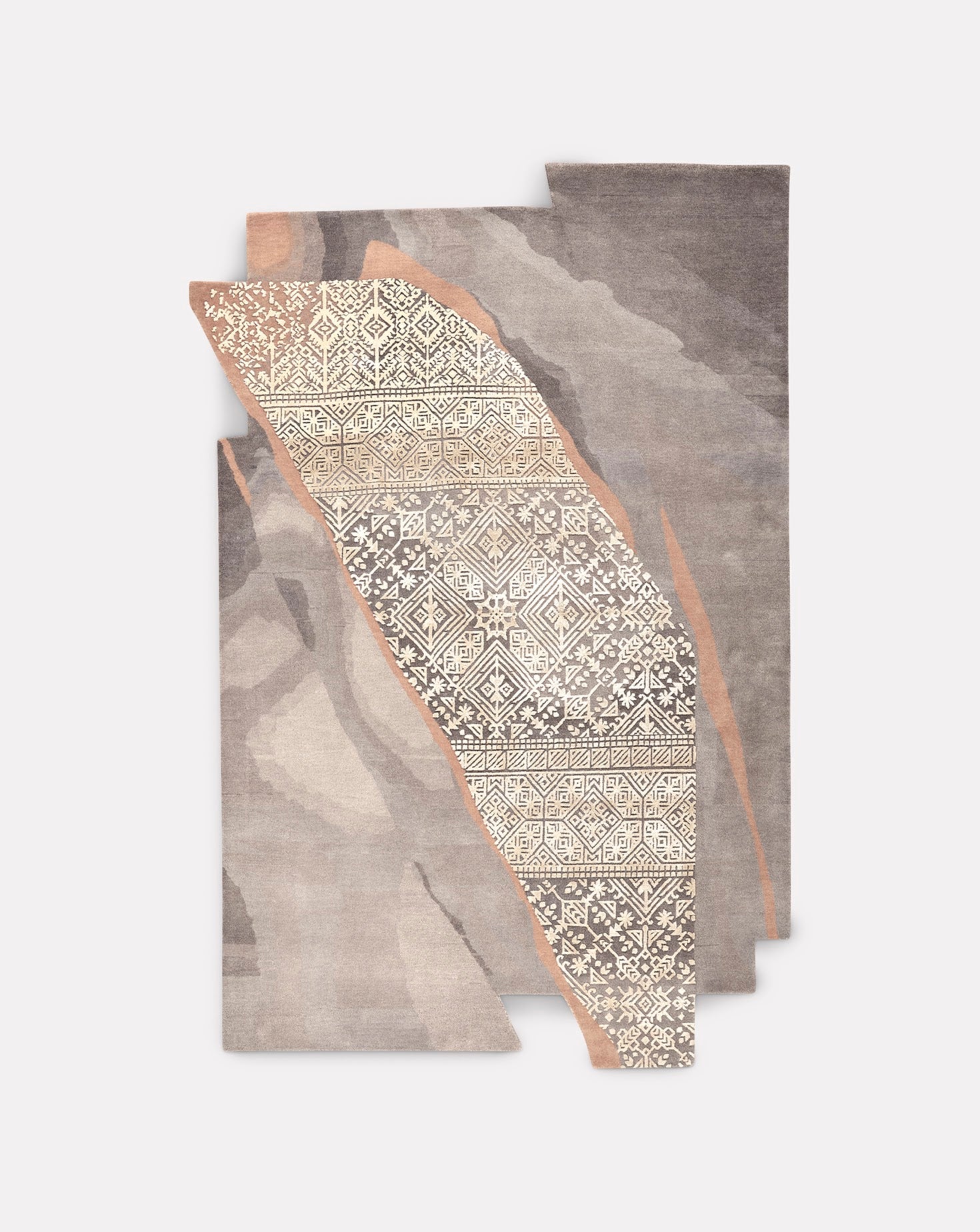 Eshe Tan Grey Handknotted Rug