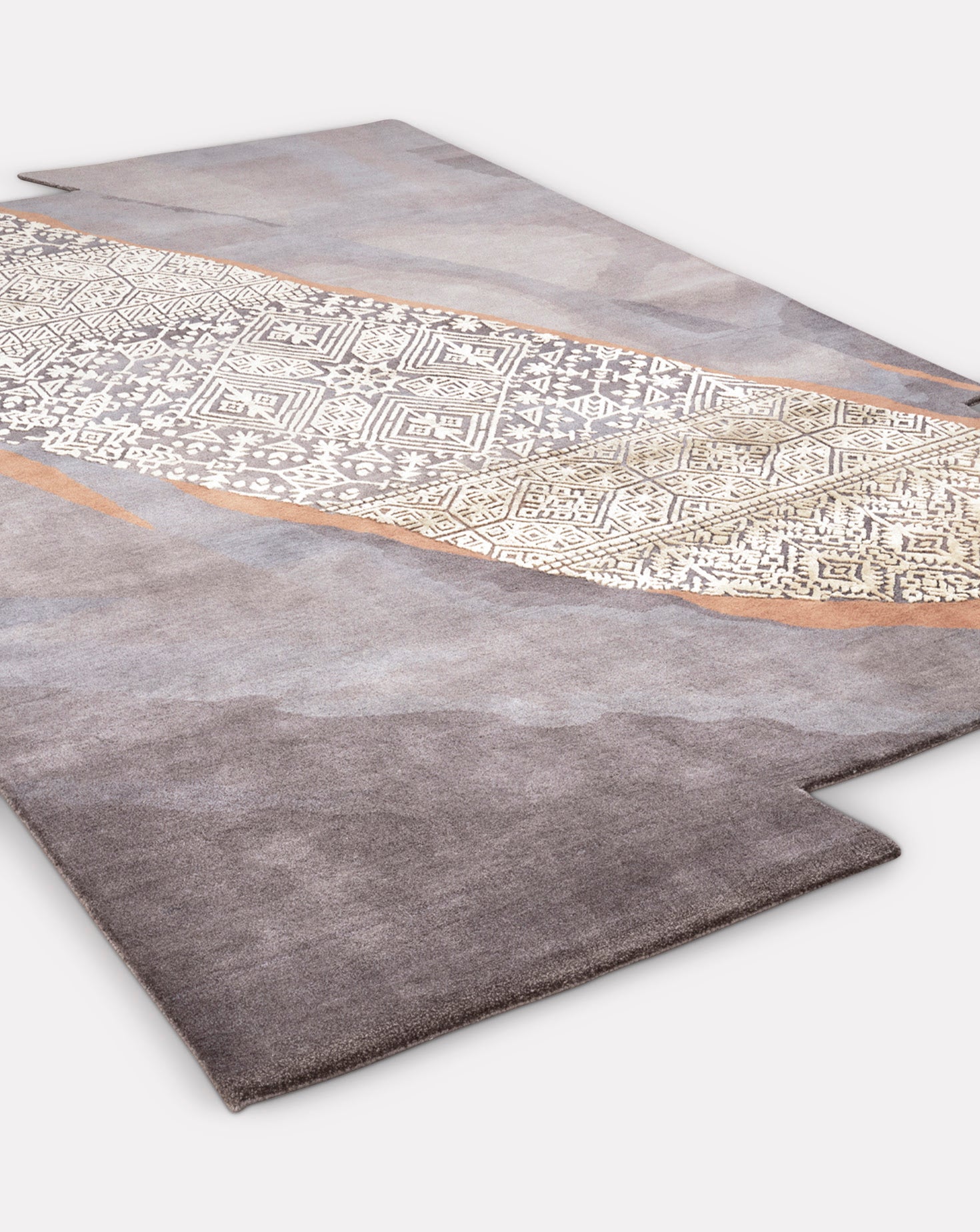 Eshe Tan Grey Handknotted Rug