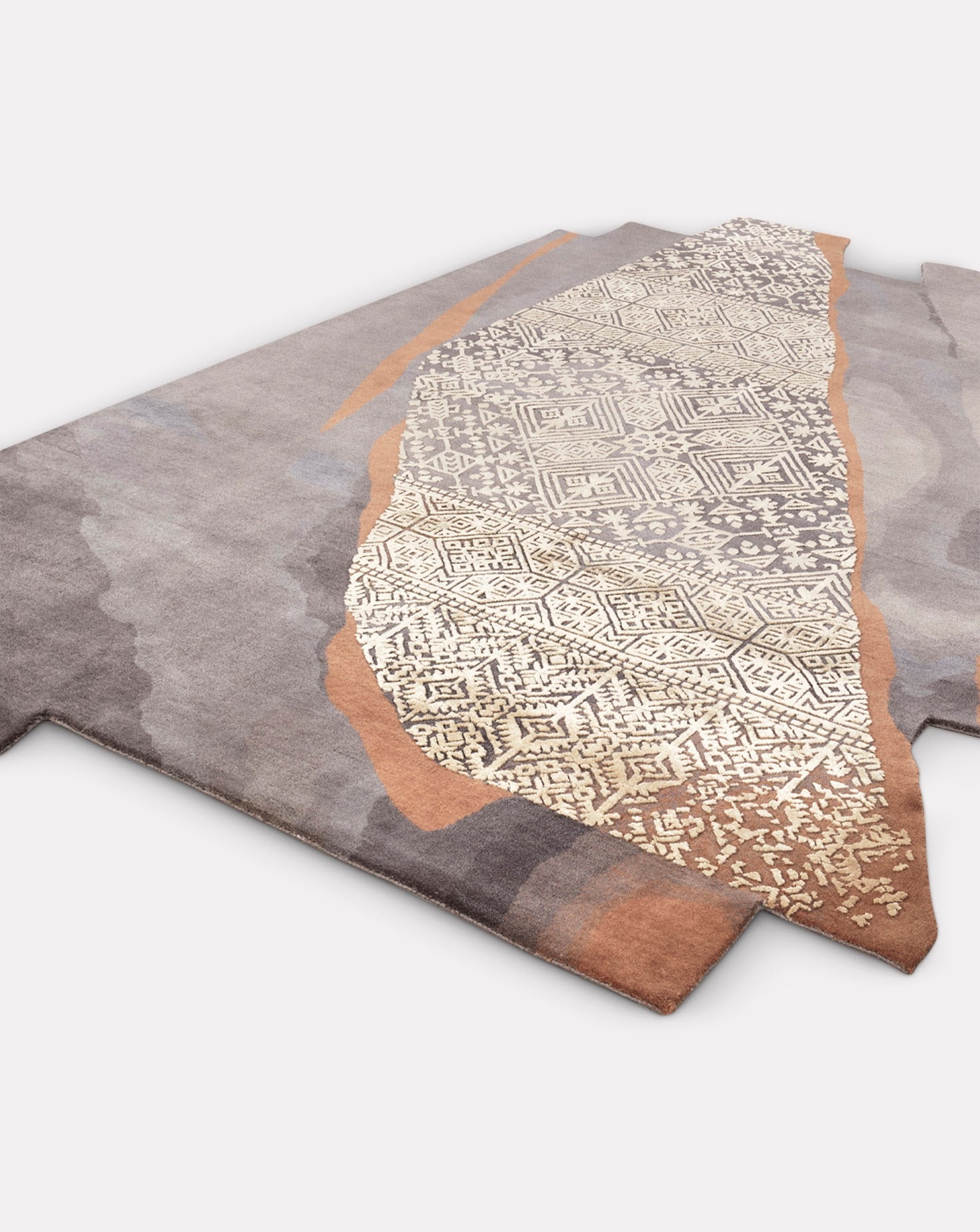 Eshe Tan Grey Handknotted Rug