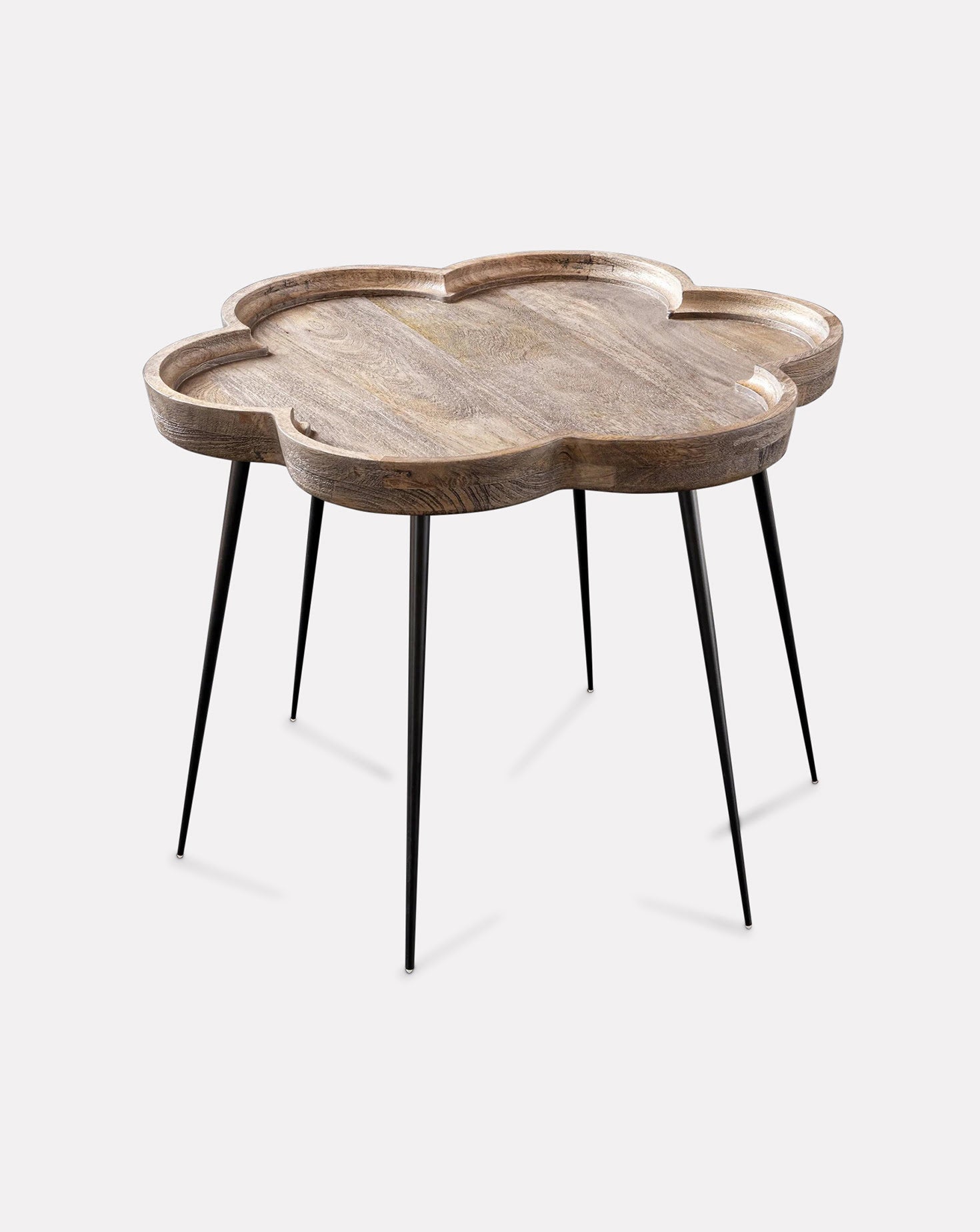 Flower Wood and Steel Side Table