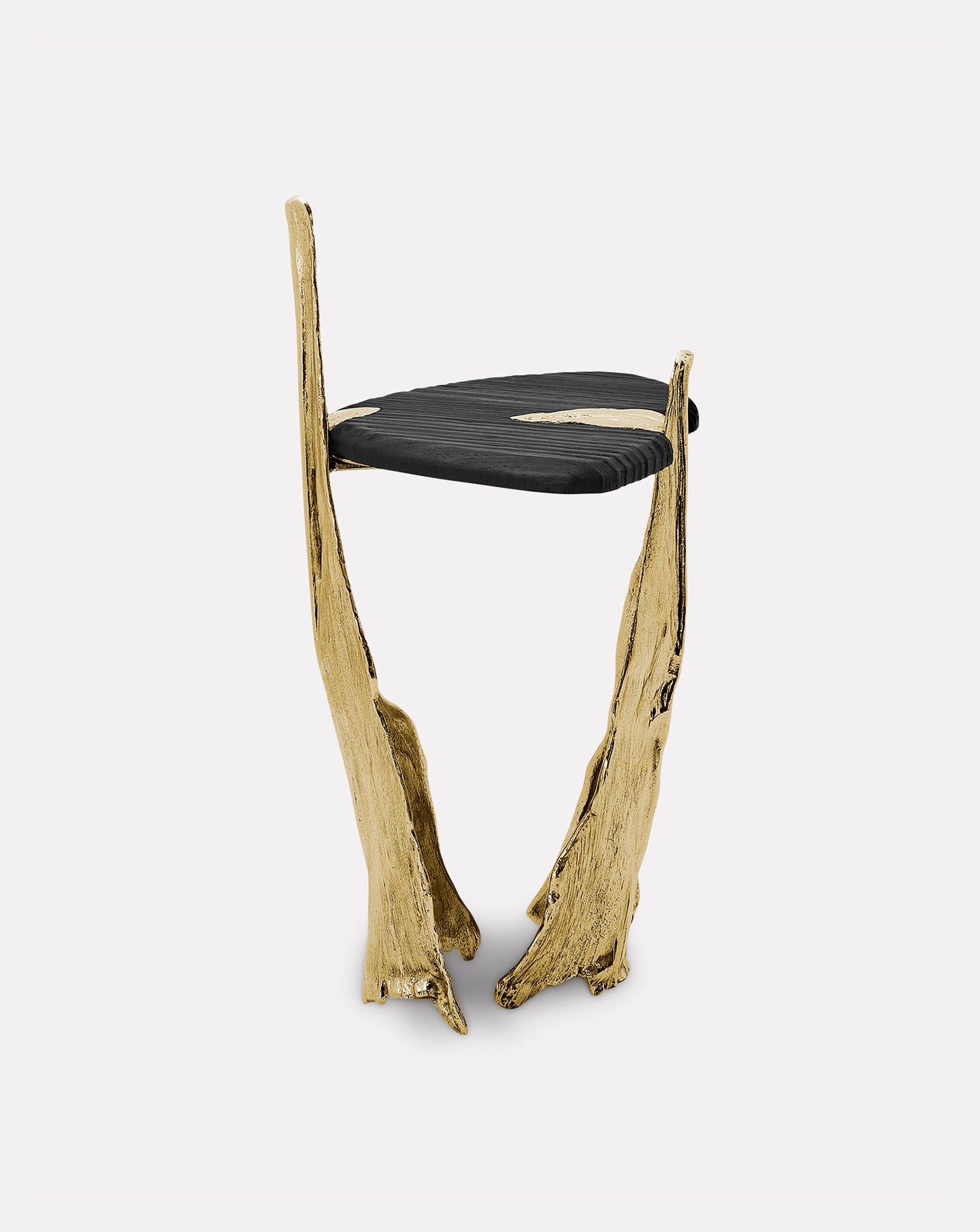 Folia Brass and Wood Side Table
