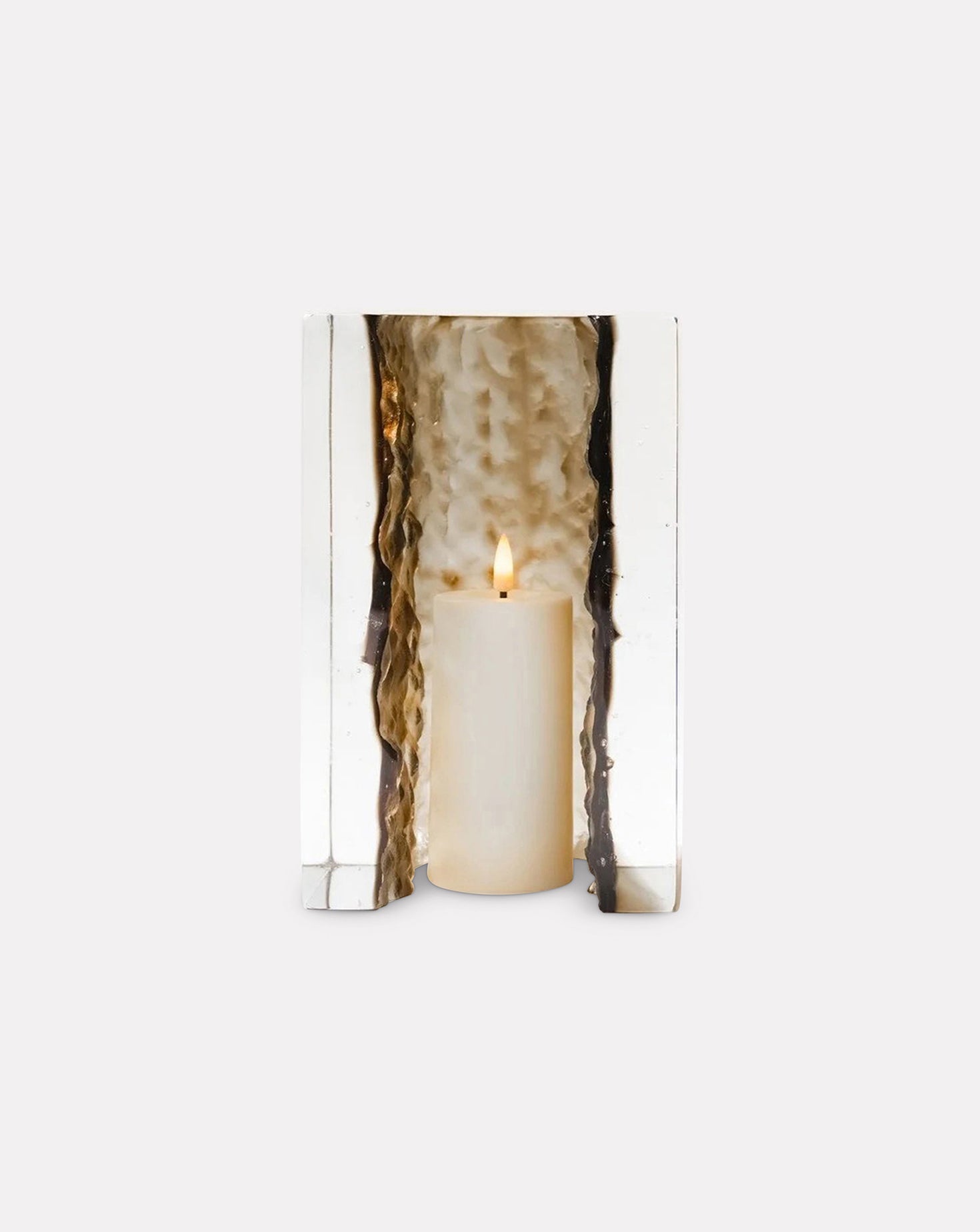 Geoda Amber Glass Cube Table Lamp