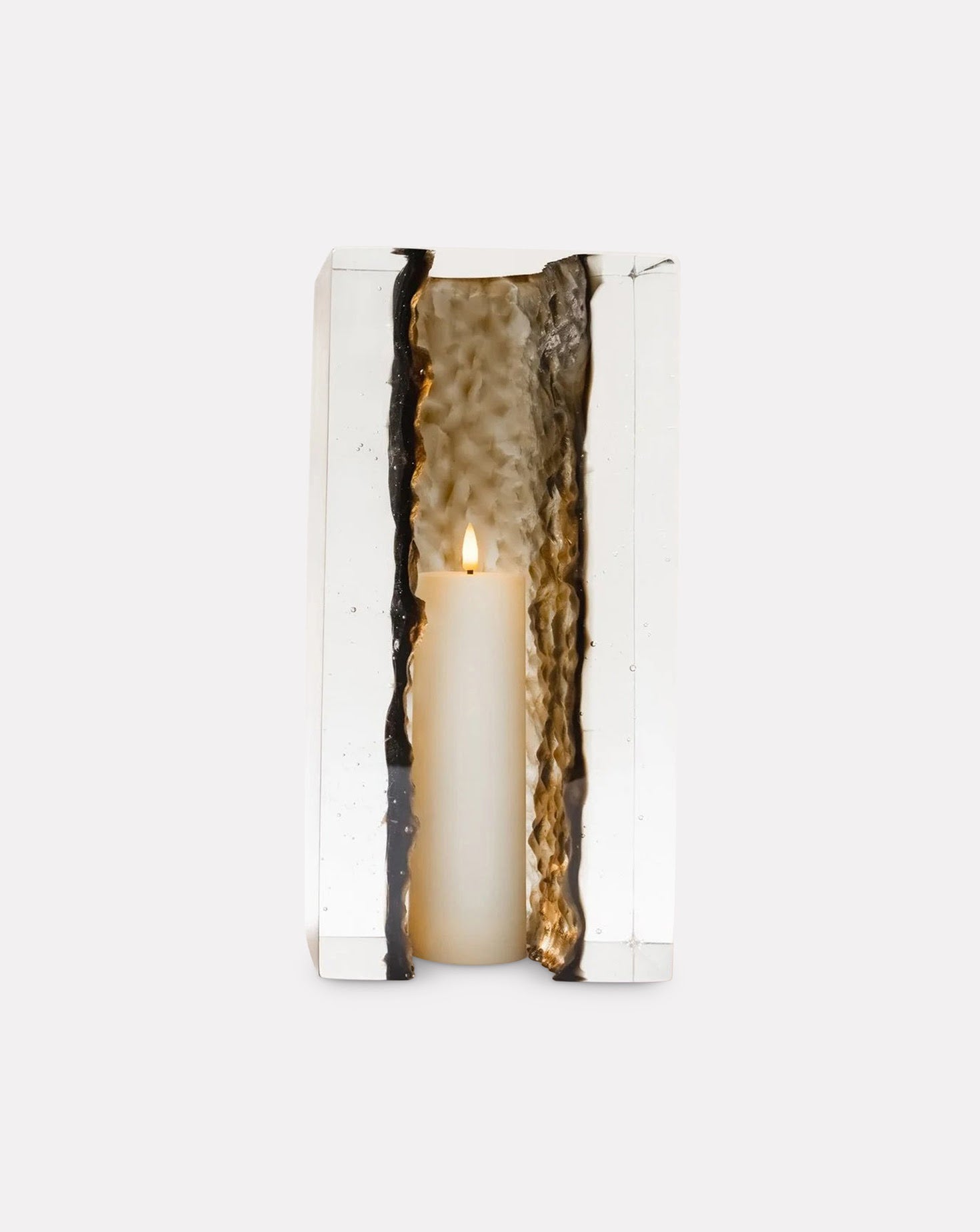 Geoda Amber Glass Cube Table Lamp