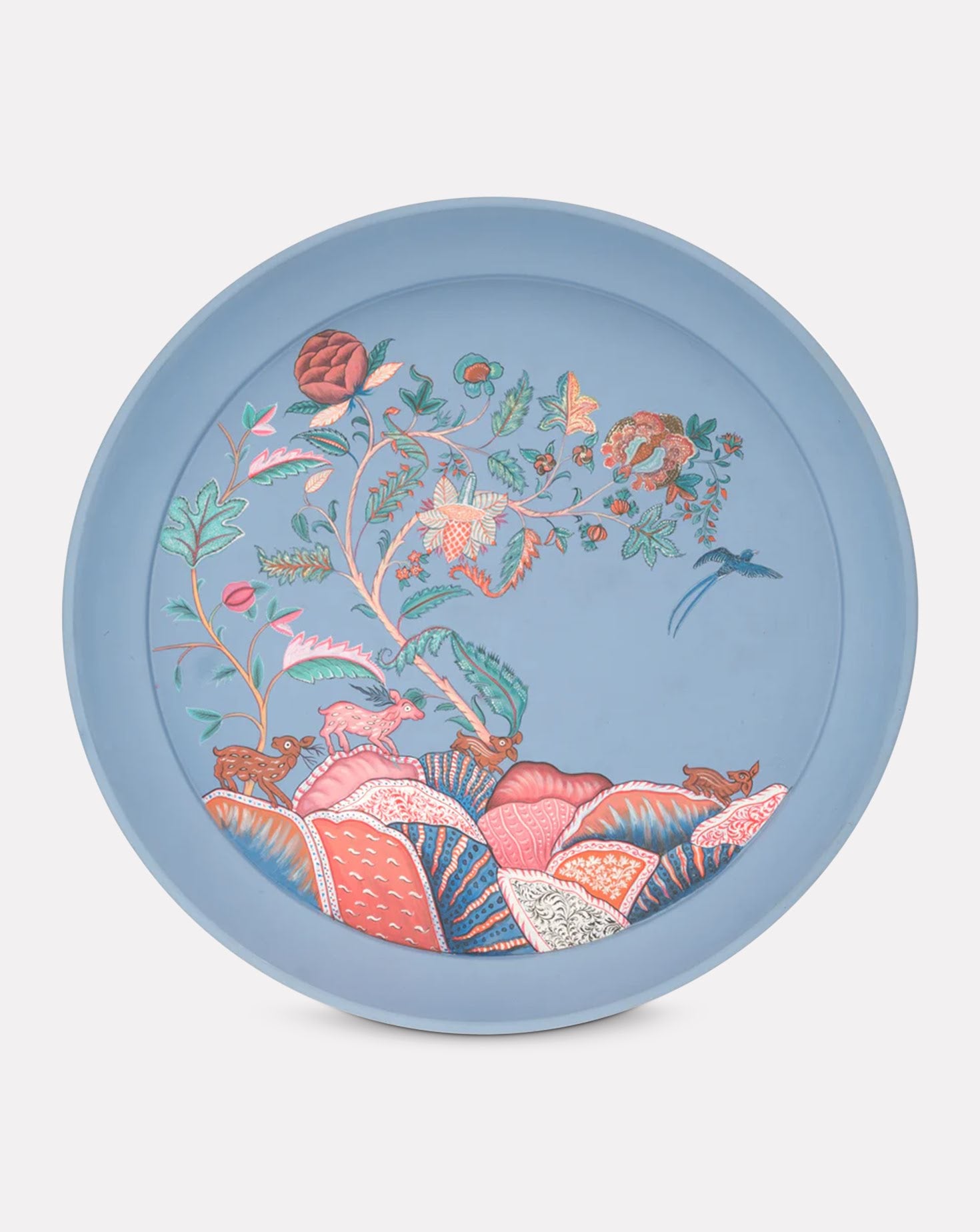 Kalam Wood and Steel Chintz Vann Side Table