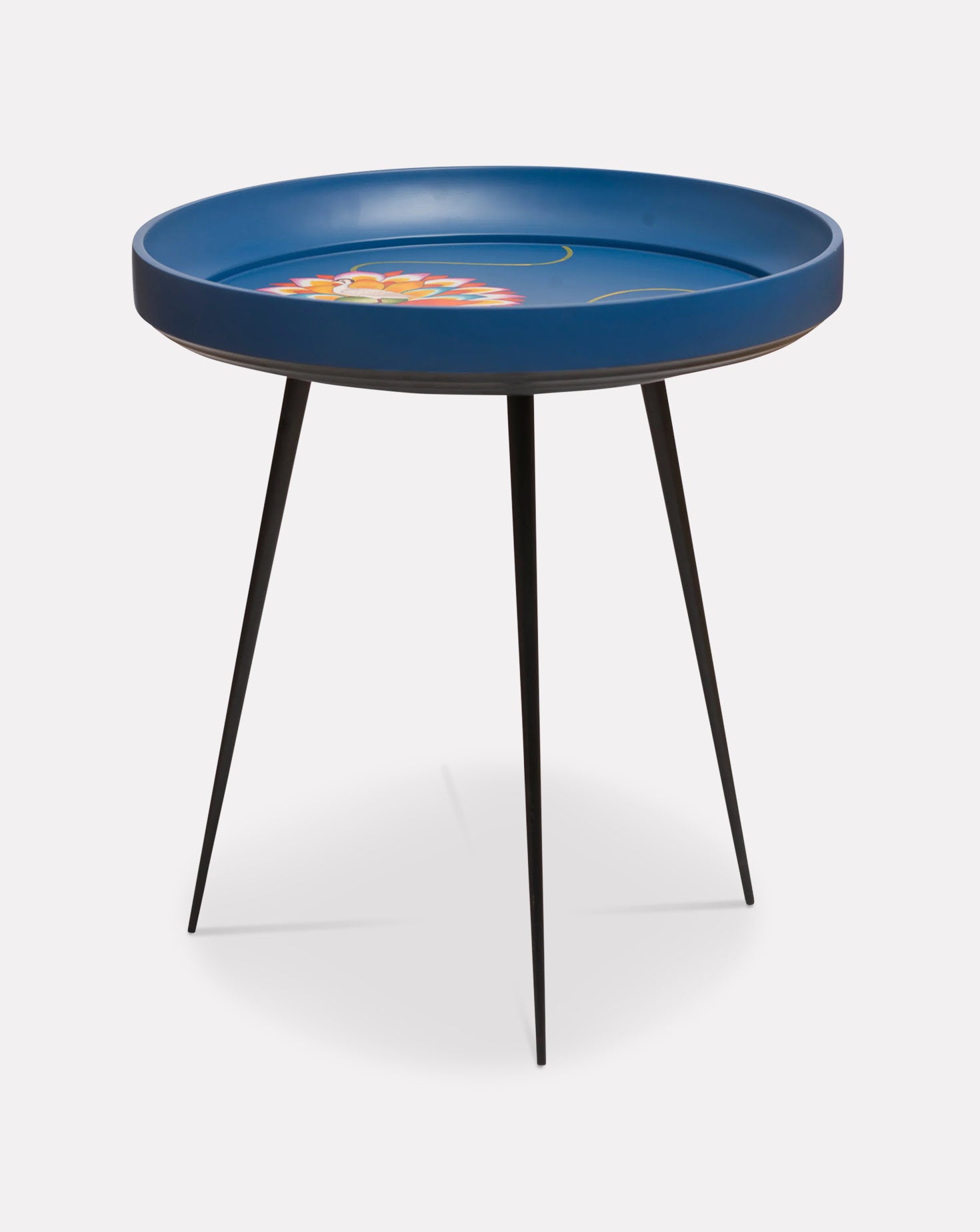 Kalam Egret on Rainbow Lotus Yantra Side Table