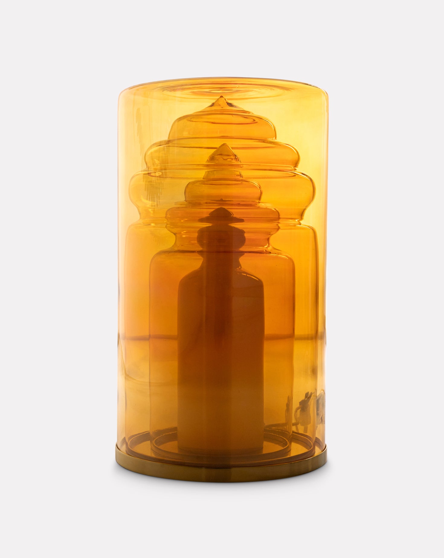 Vista Brass Amber Stool Lamp