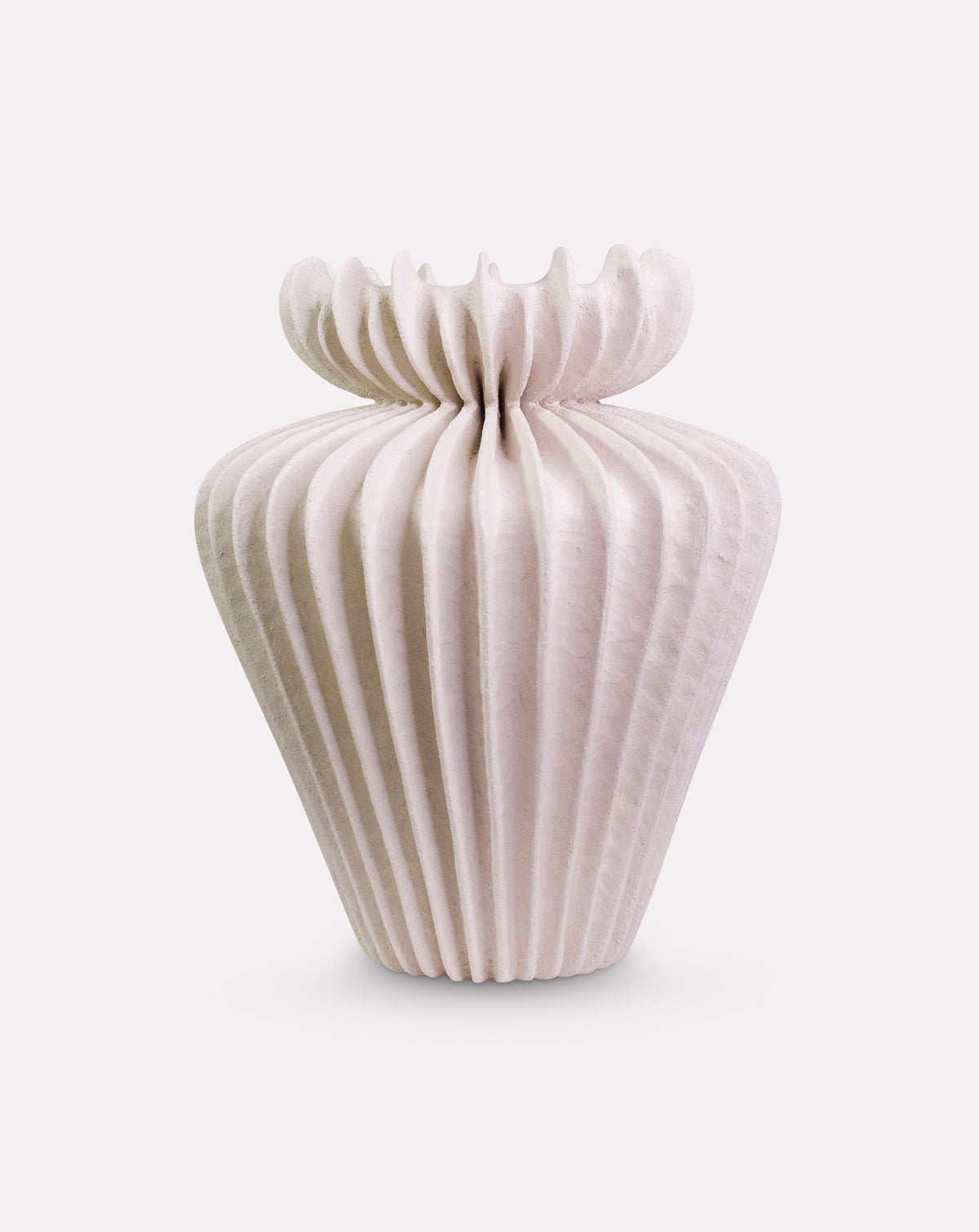 Lamellae White Sculptural Vessel — cutout view