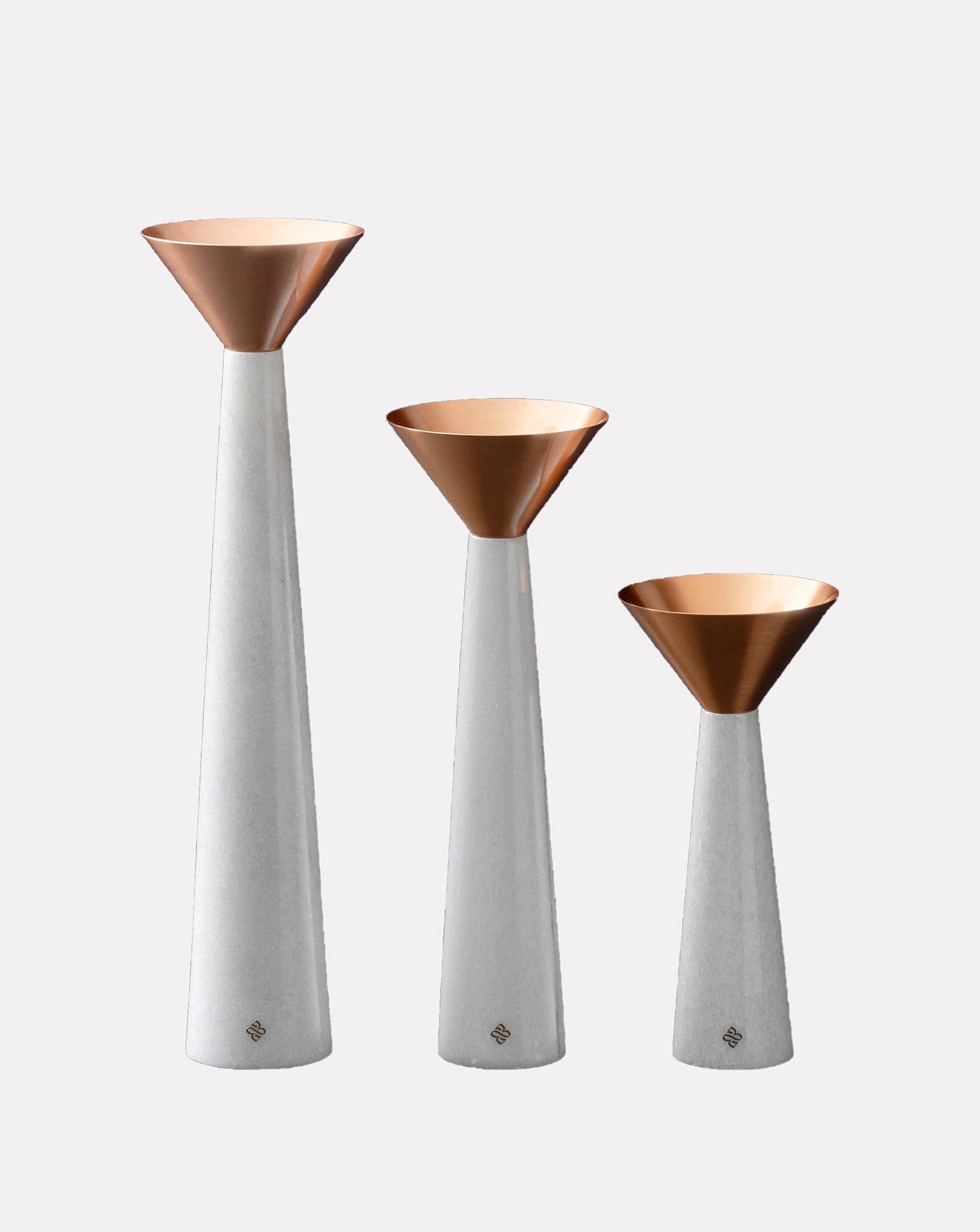 Cu Stone Candlestand Marble White Sets of 3