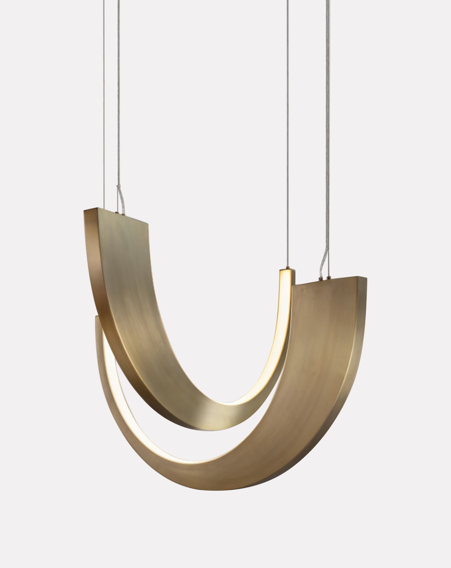 Offset Arch Brushed Brass Pendant Light