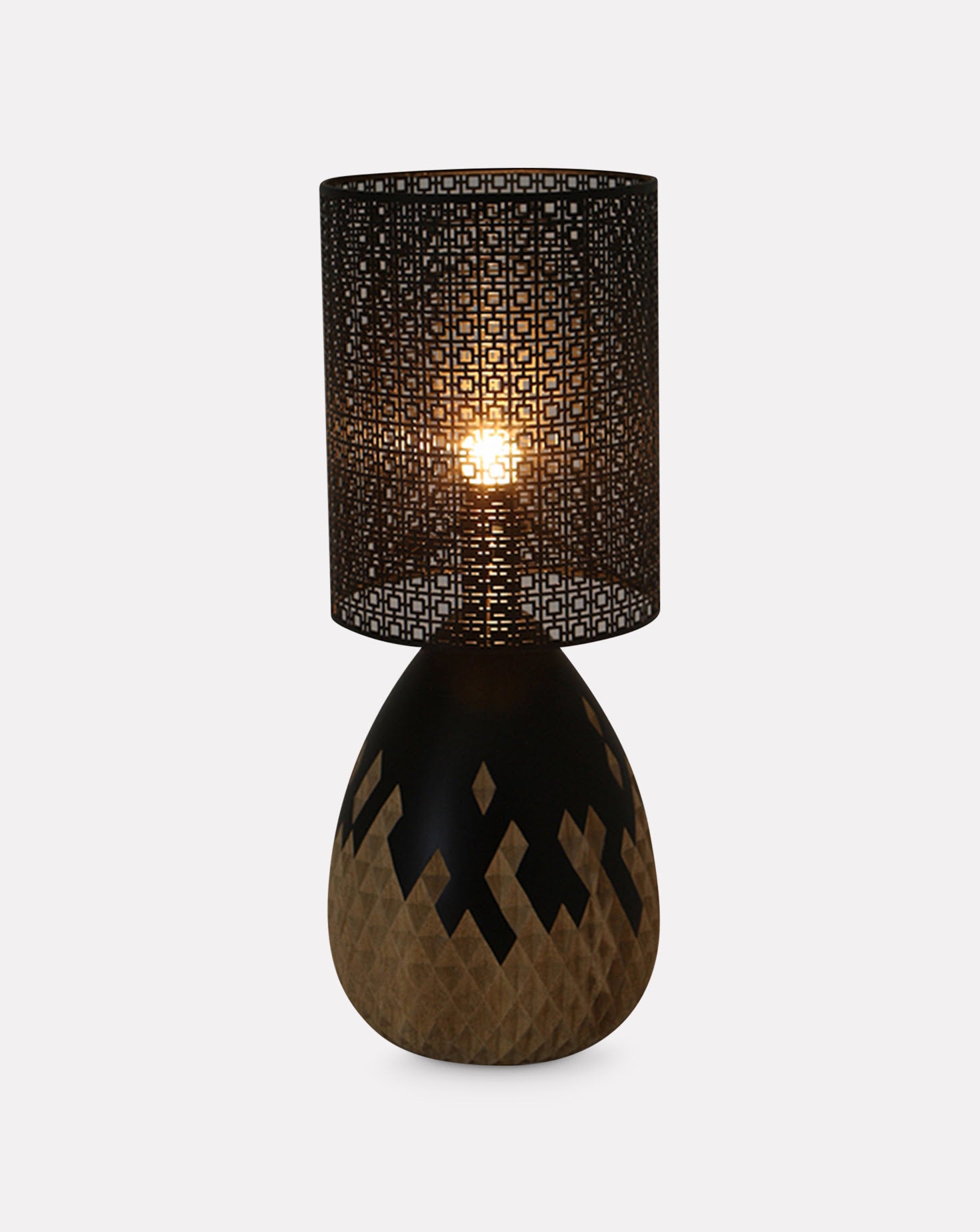 Palma Carved Frakke Wood Table Lamp