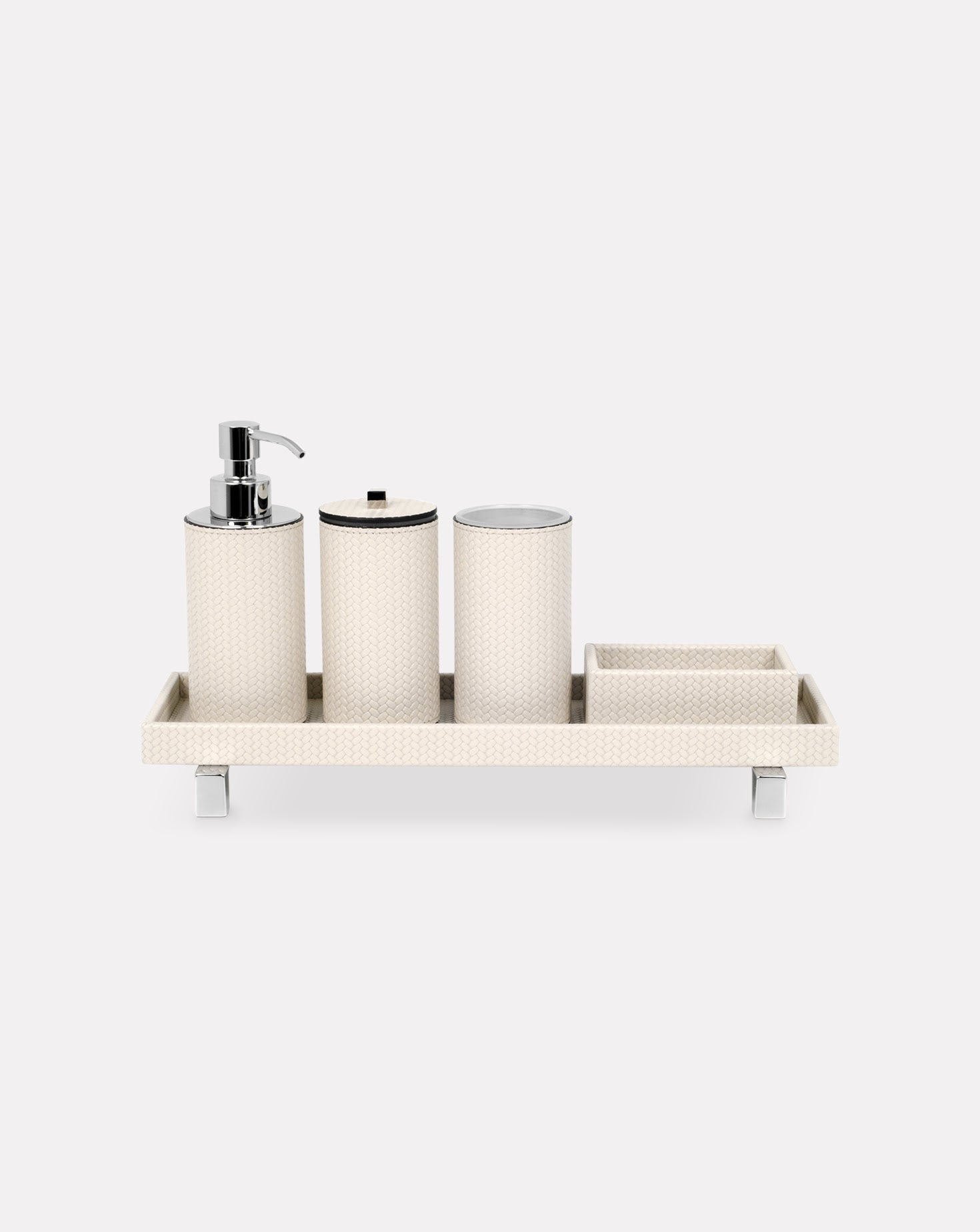 Poseidon Woven Leather Round Bathroom Set