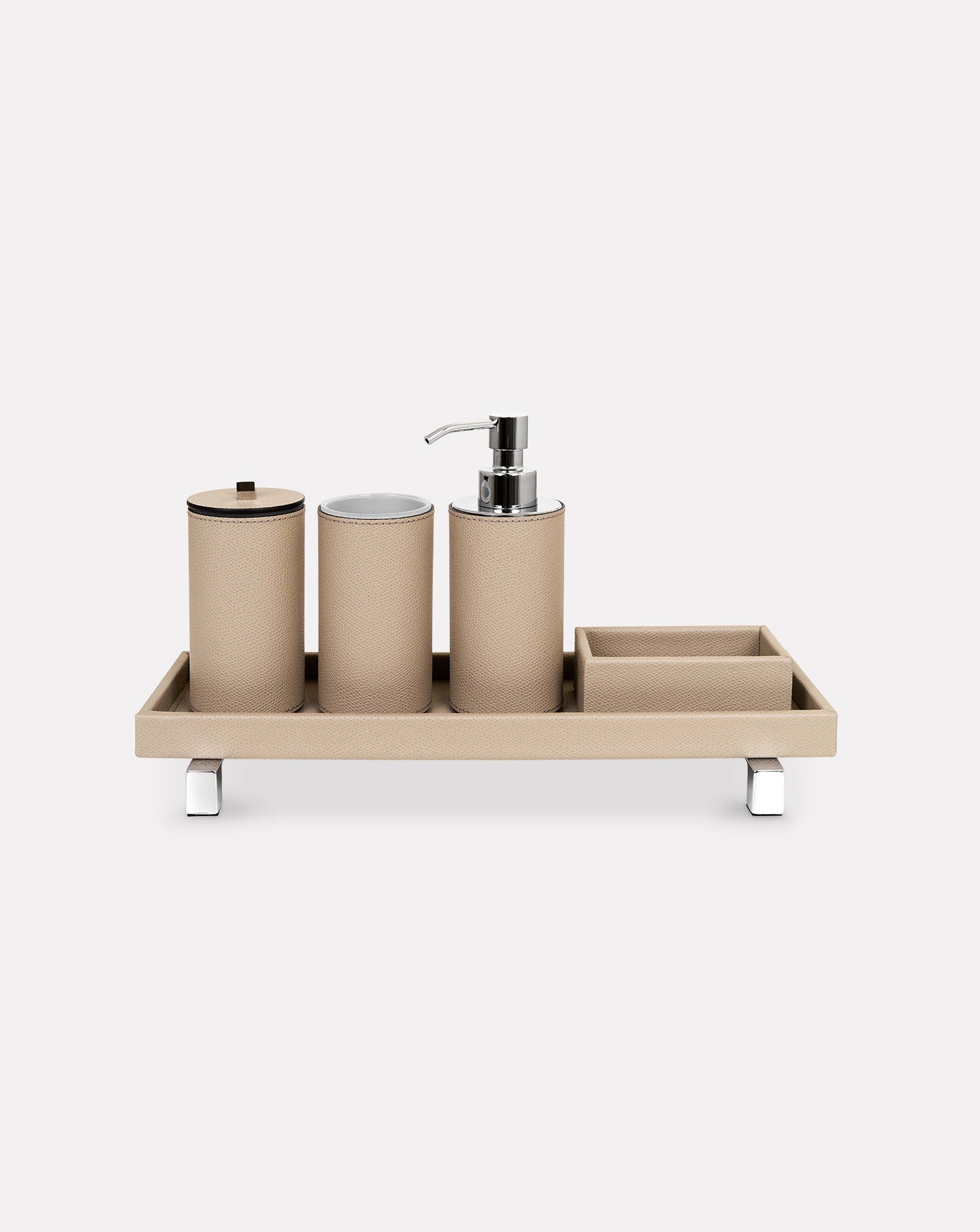Poseidon Grained Leather Round Bathroom Set