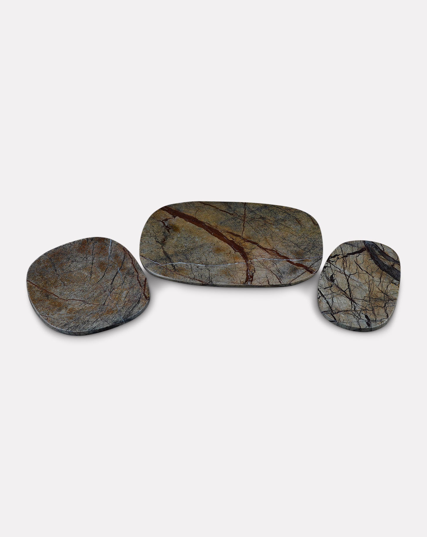 Reva Platter Marble Brown Sets of 3