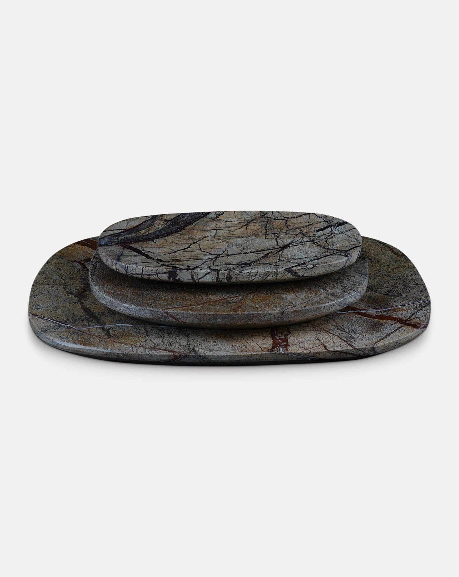 Reva Platter Marble Brown Sets of 3