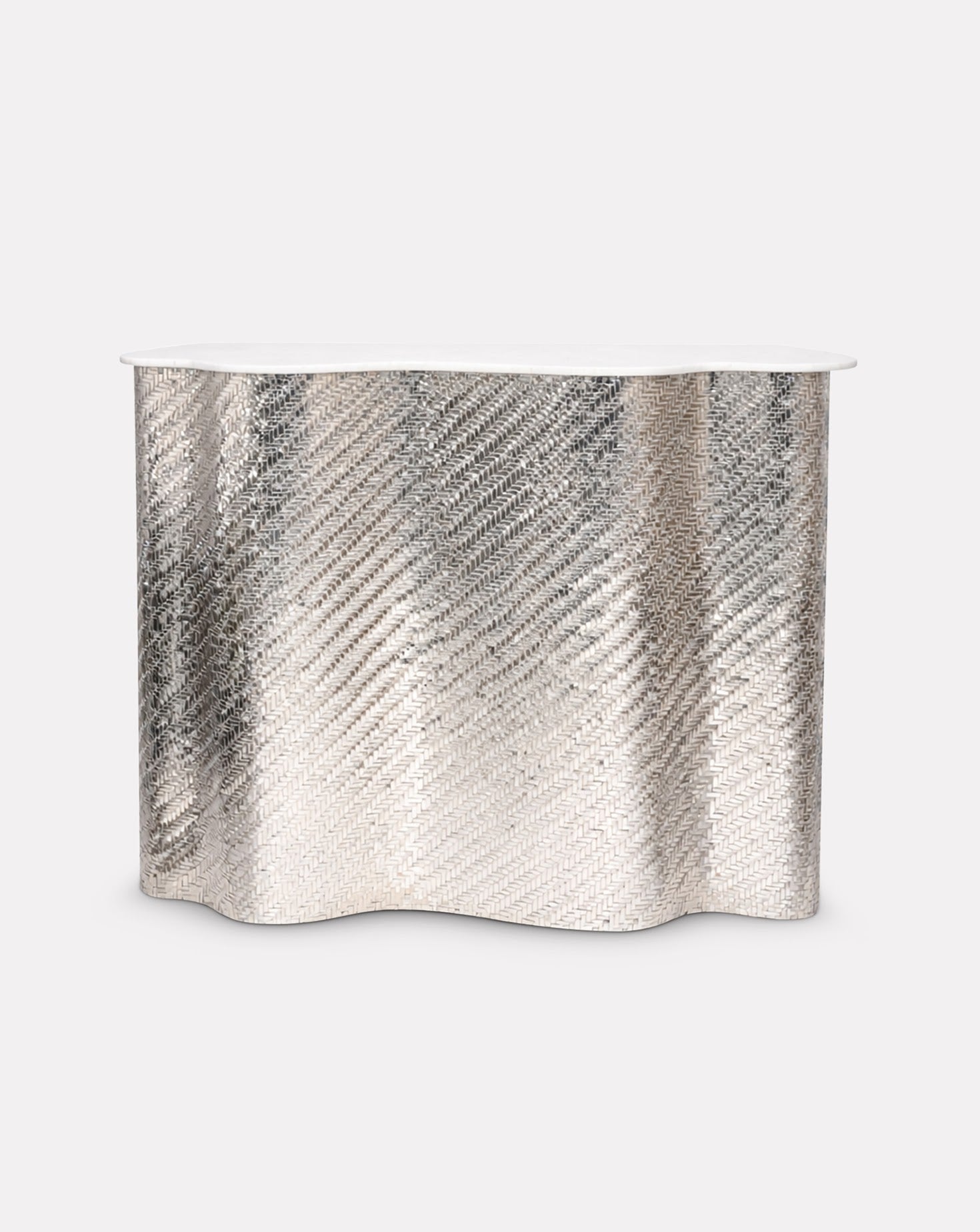 SS Woven Silver and Chrome Bar Cabinet