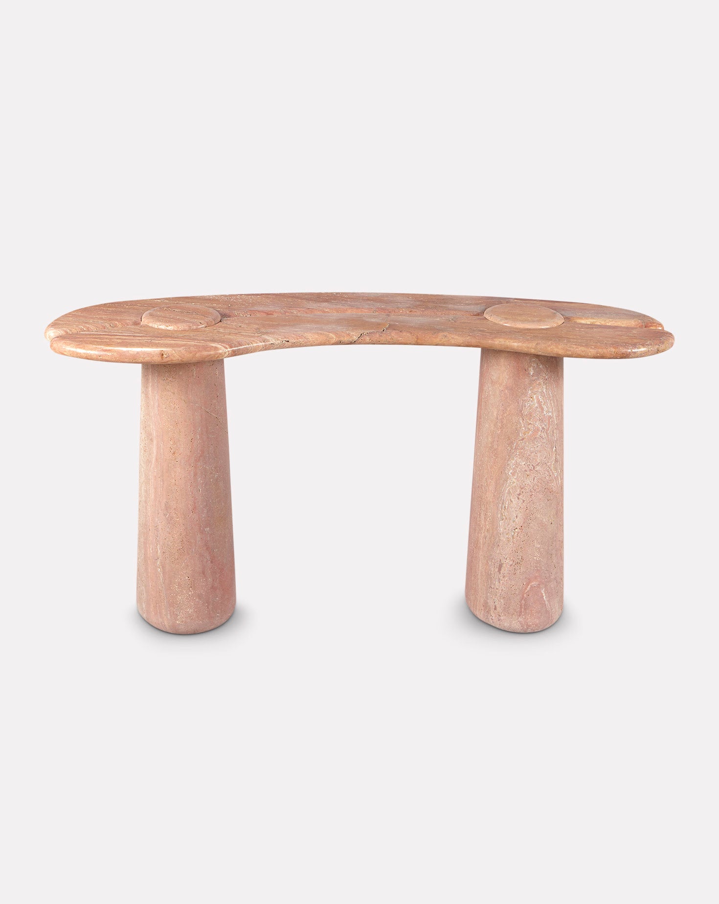 Sculptural Travetino Rosso Mistral Console Table