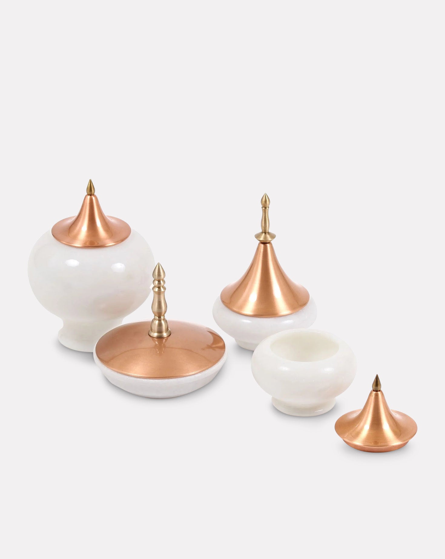 Spire Marble and Copper White Vessel Sets of 4
