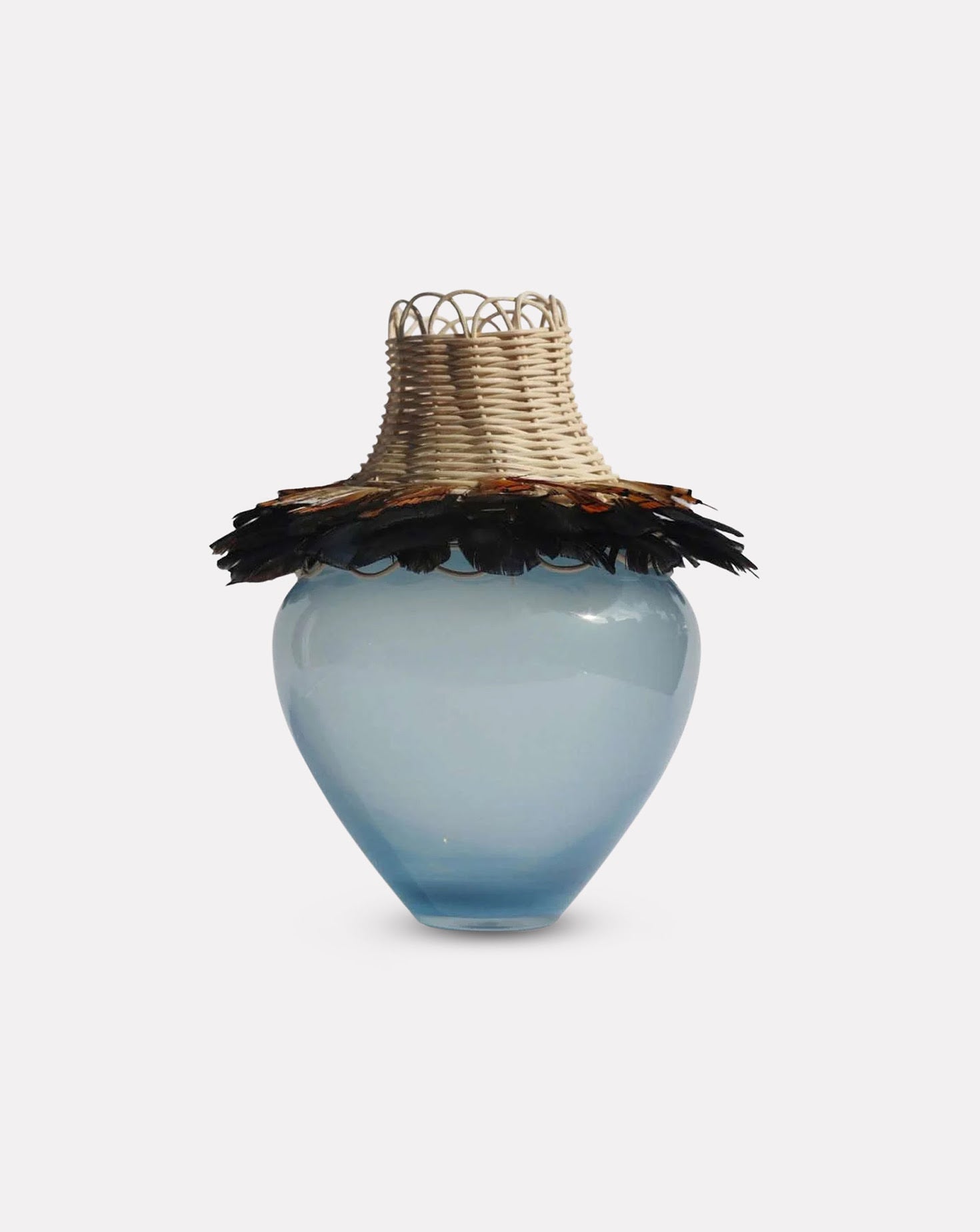 TRIBE Rattan and Feathers Emerald Vase