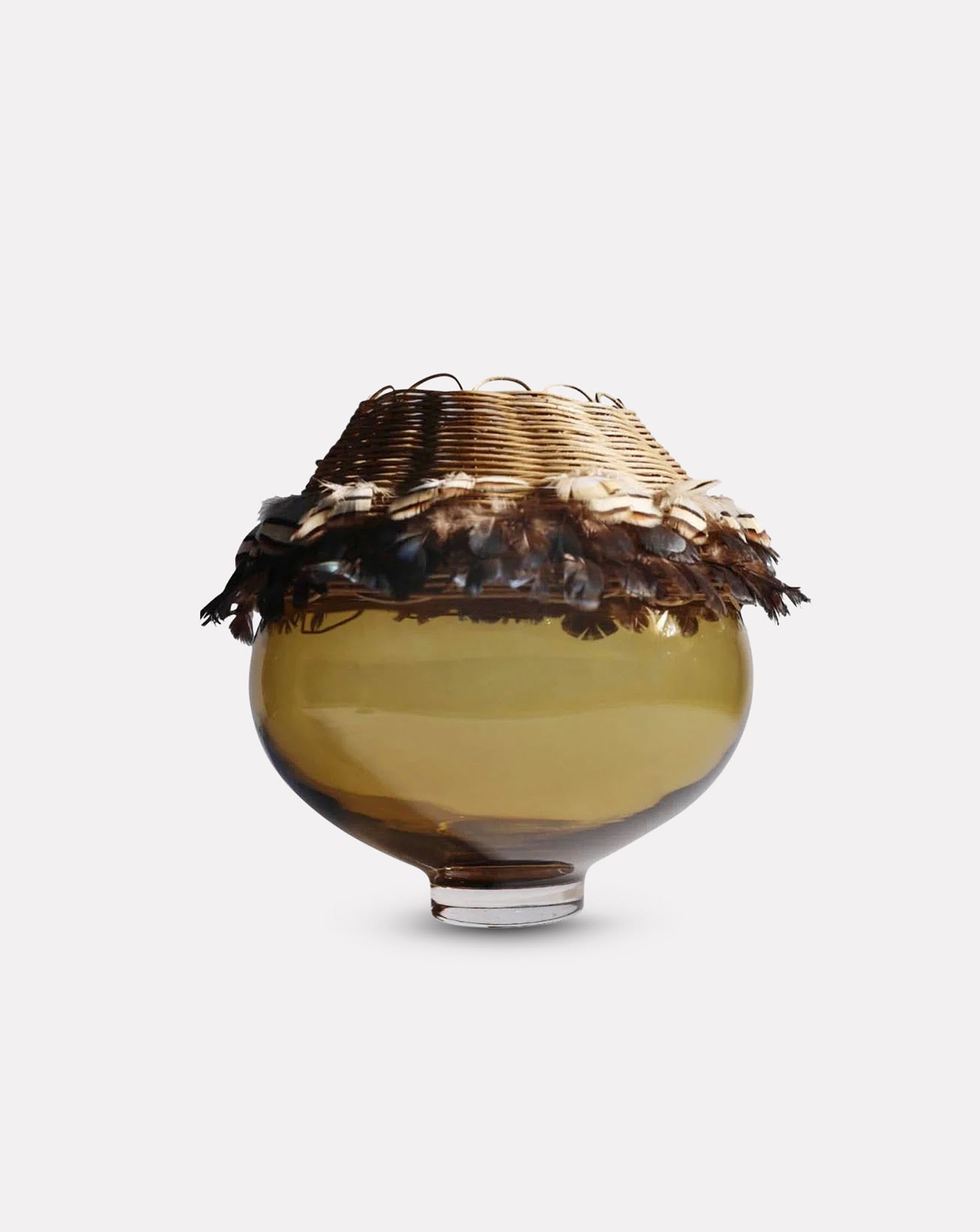 TRIBE Rattan and Feathers Forest Vase