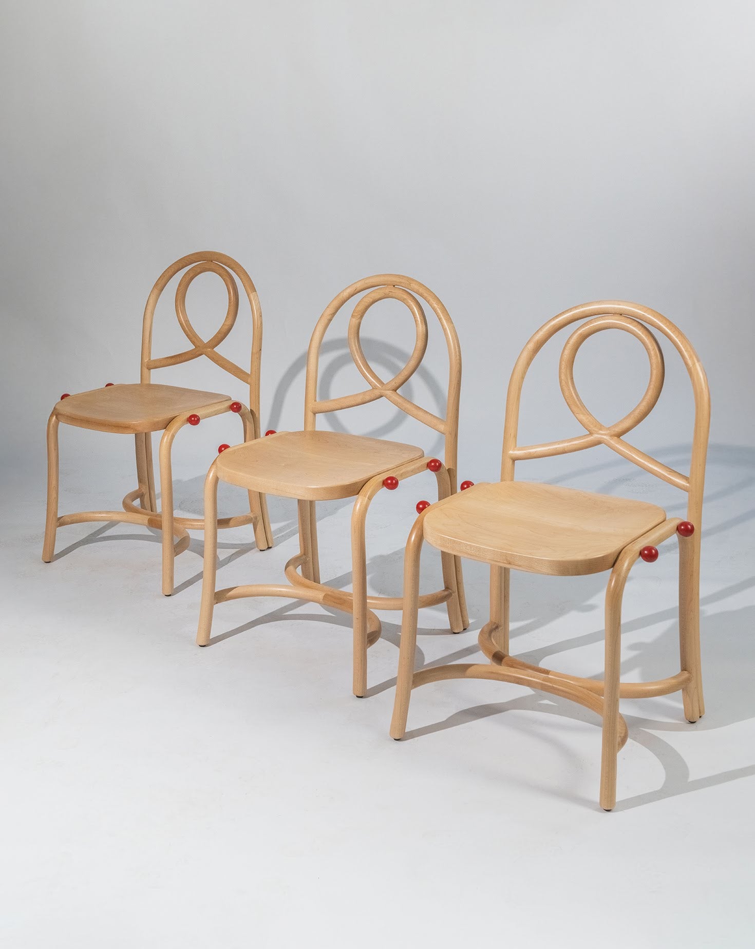 Acil Maple Wood and Carmine Chair