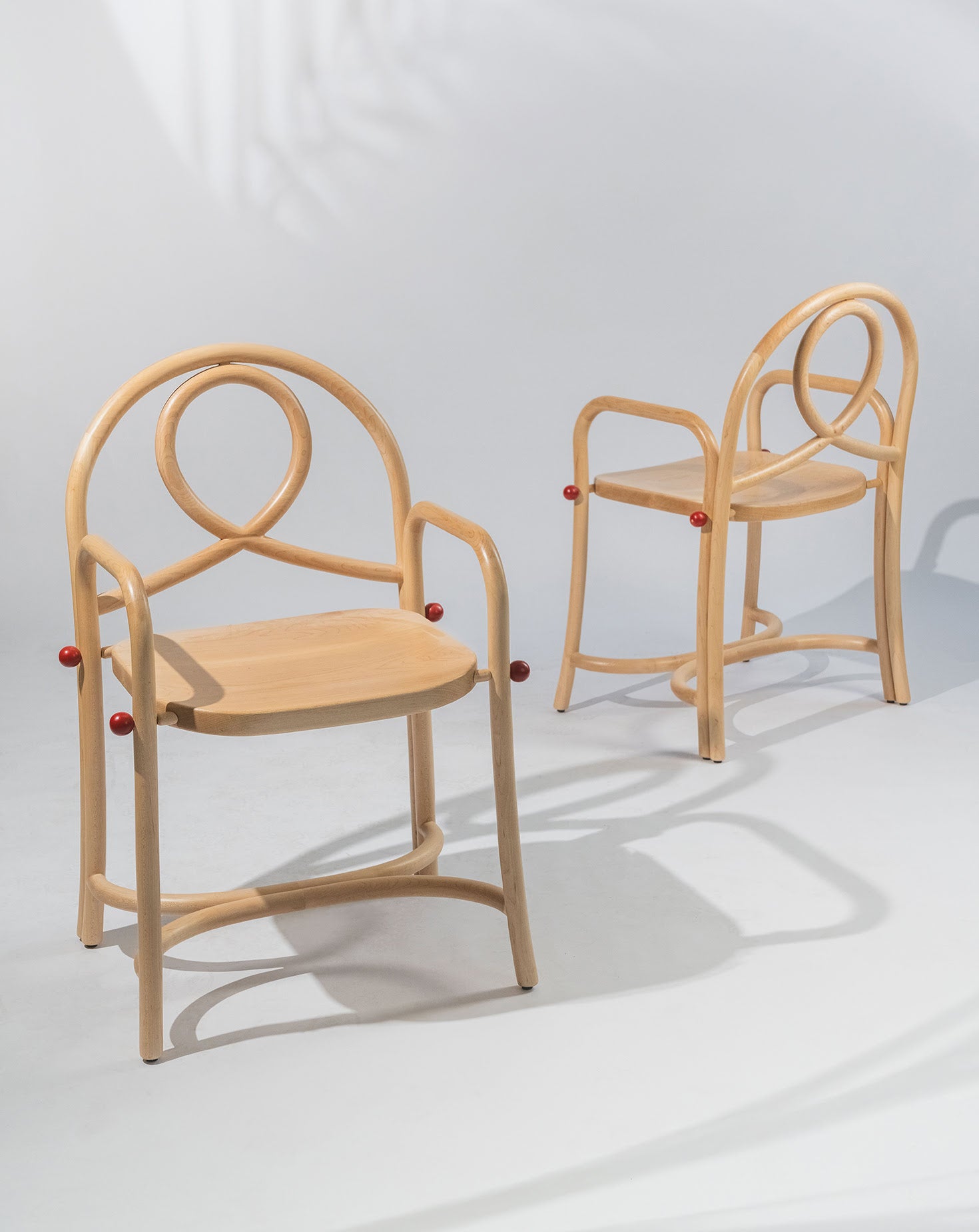 Acil Maple Wood and Carmine Chair