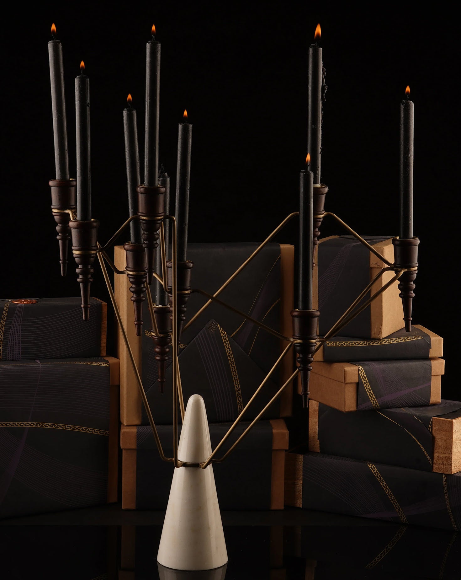 Constellation Brass & Marble Candle Stand