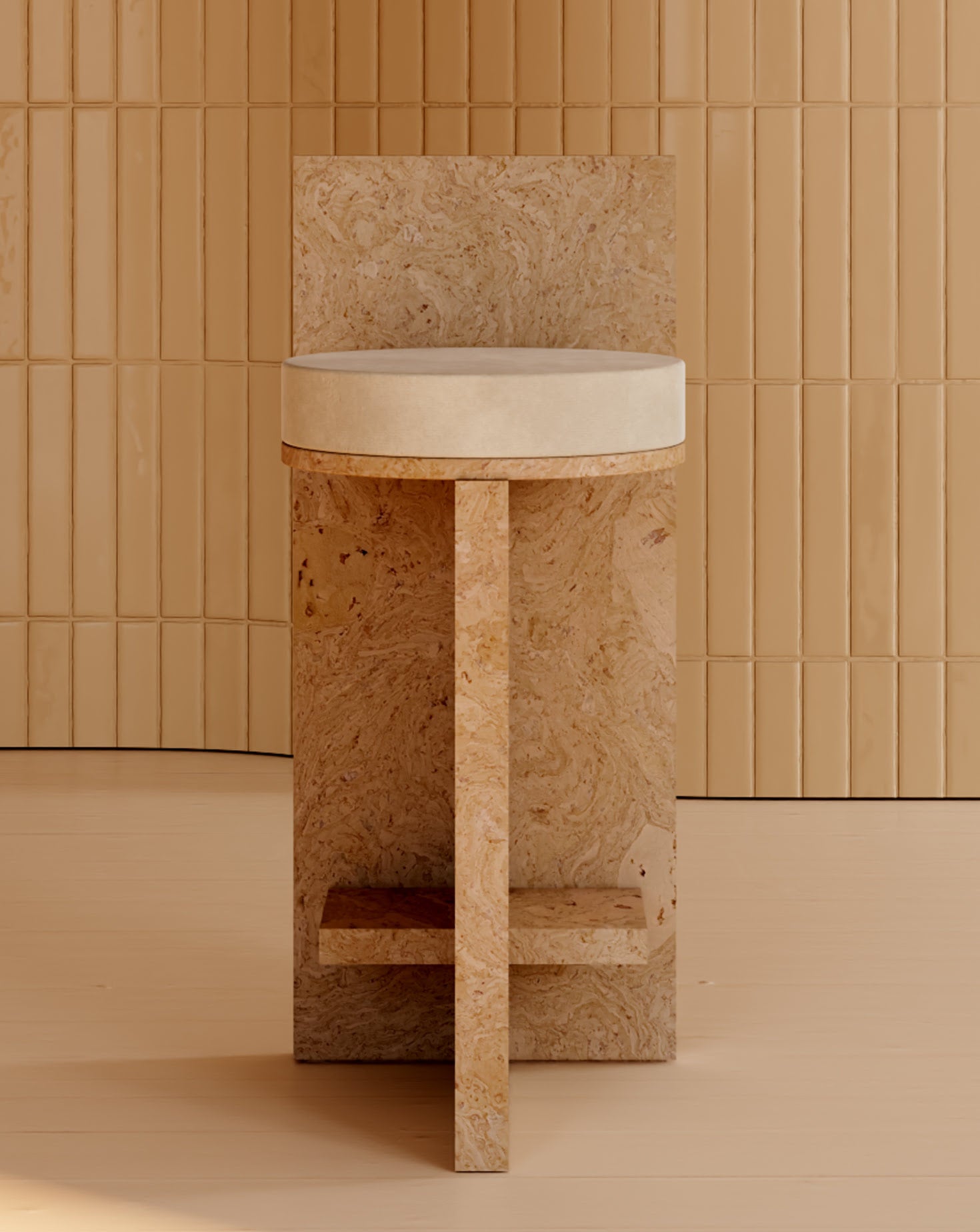 Cork and Velvet Barstool