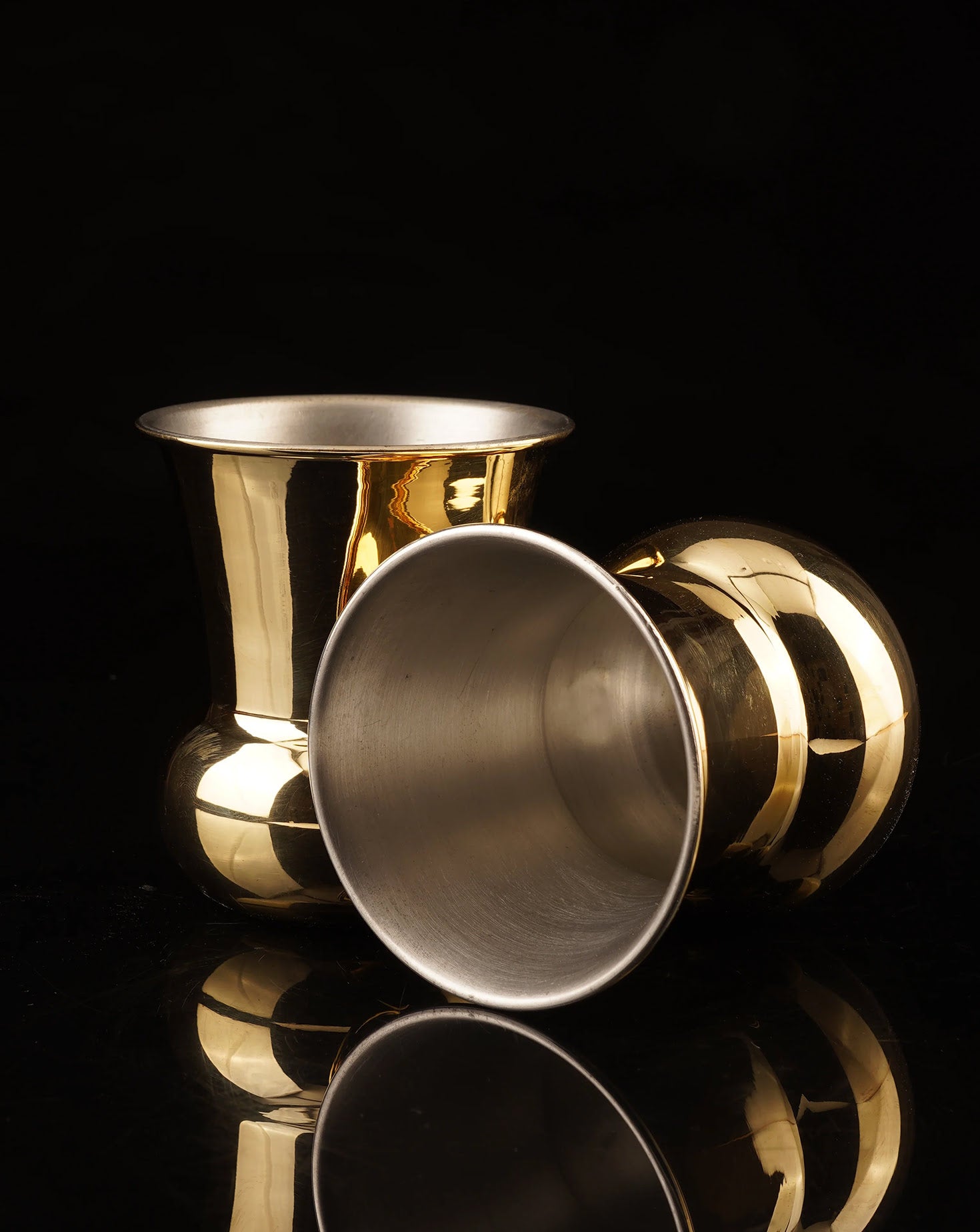 Crescent Brass Tumbler Set of 2