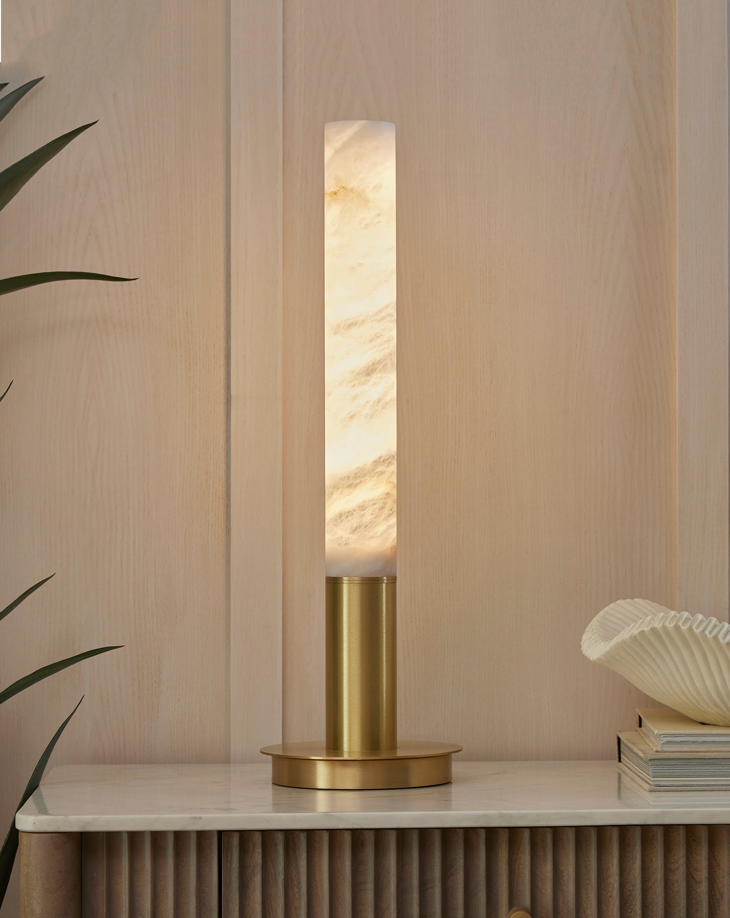 Geo Brass and Alabaster Table Light