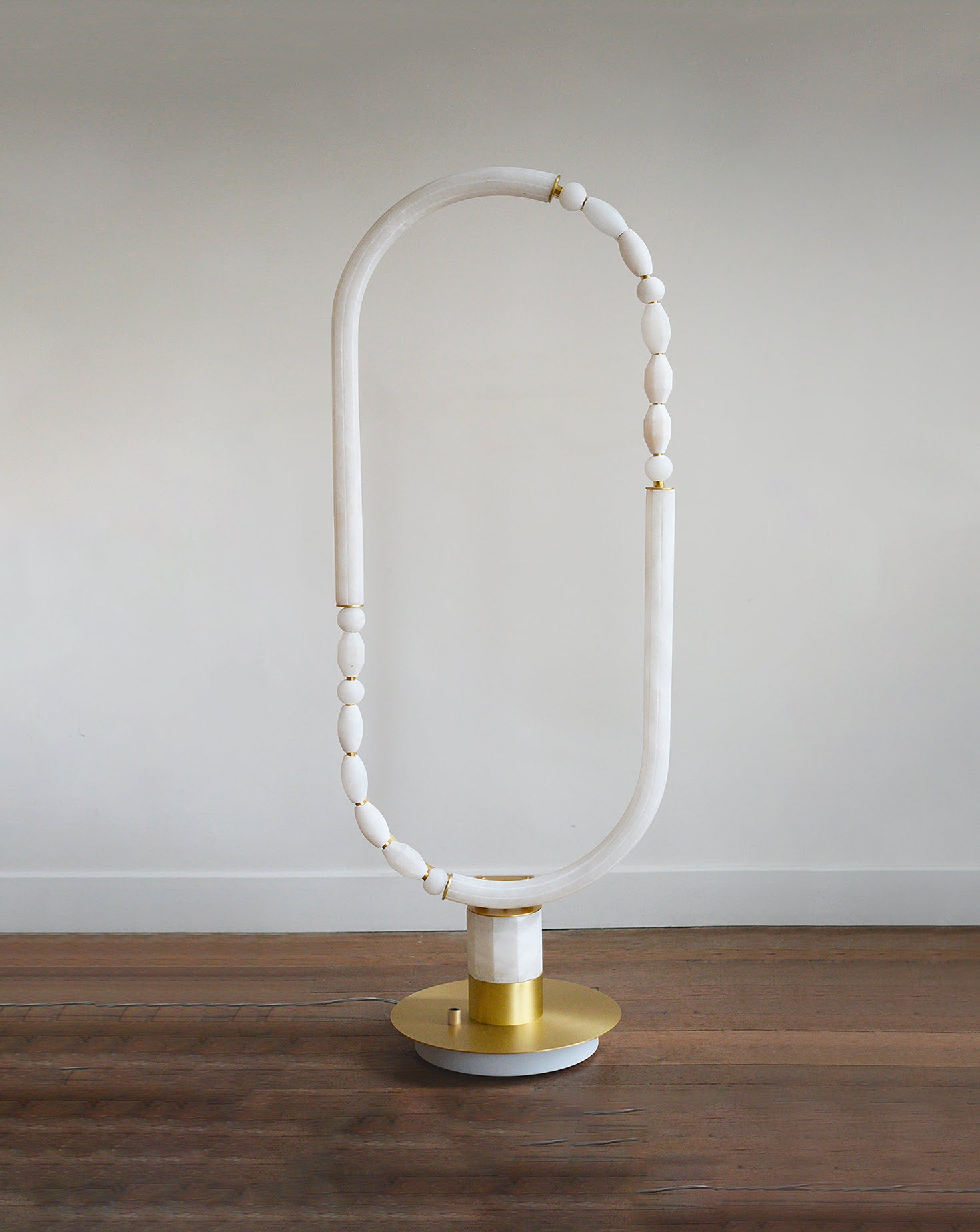 Pearl Satin Brass Standing Table Lamp