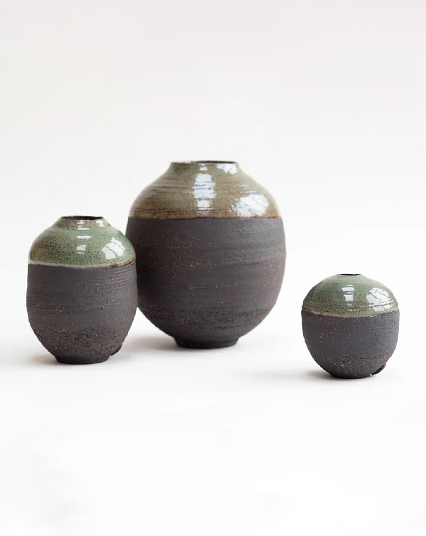 Mini Moss Green Stoneware Moon Jar