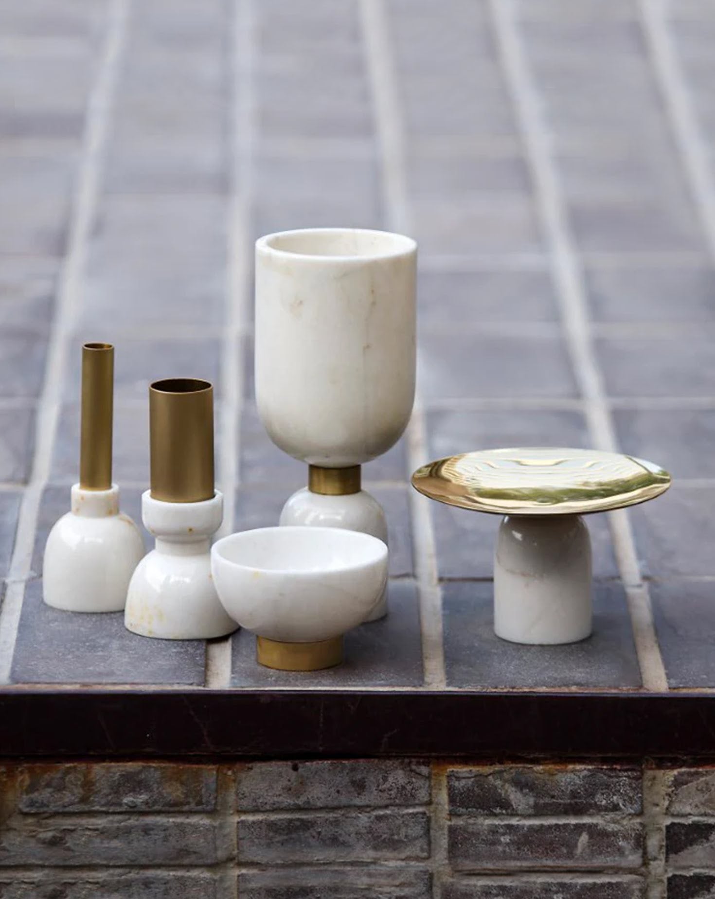 Morbi Marble and Brass Vase