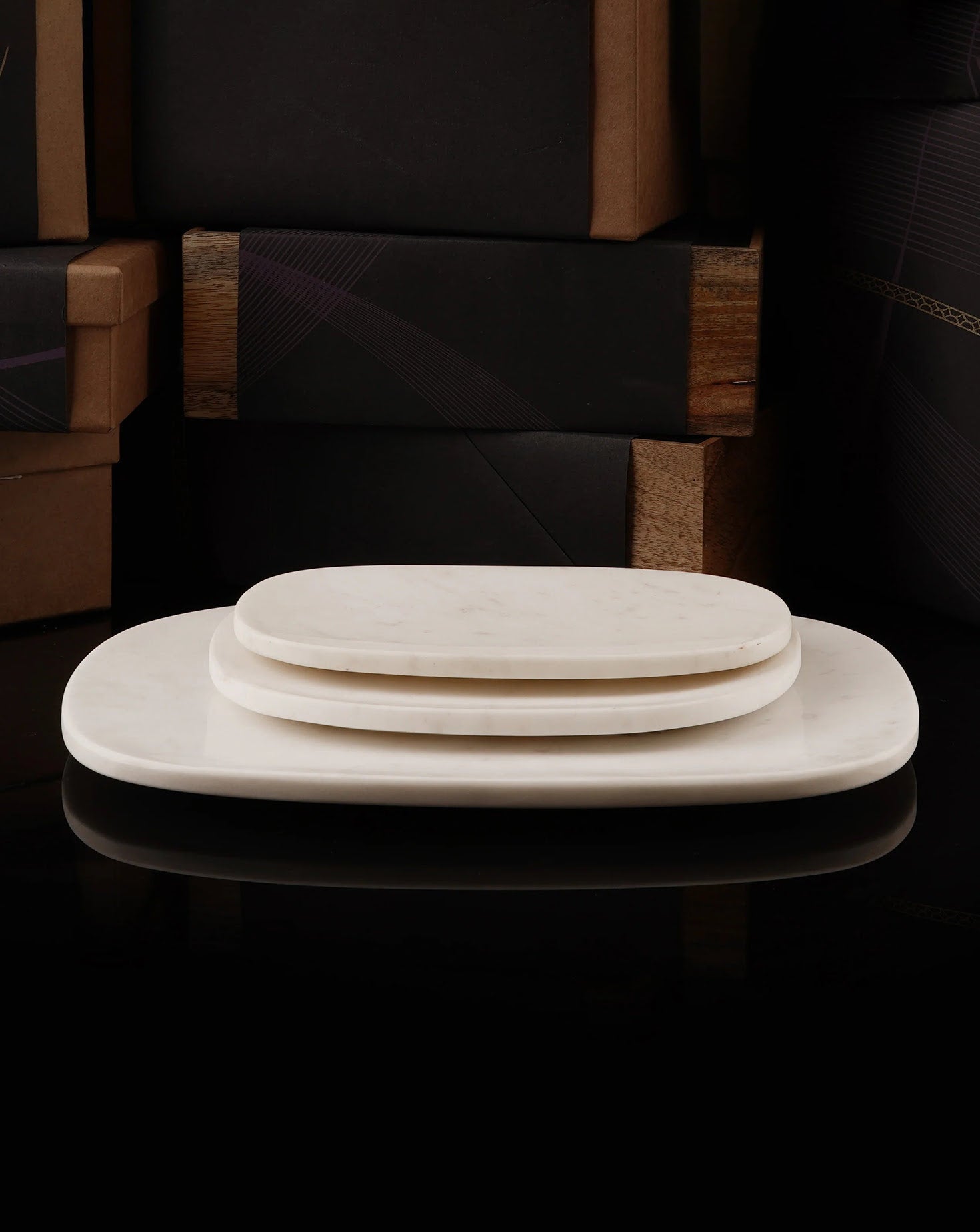 Reva Platter Marble White Sets of 3