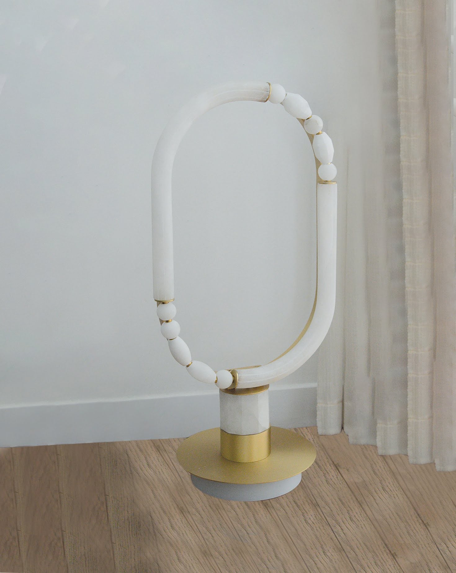 Pearl Satin Brass Standing Table Lamp