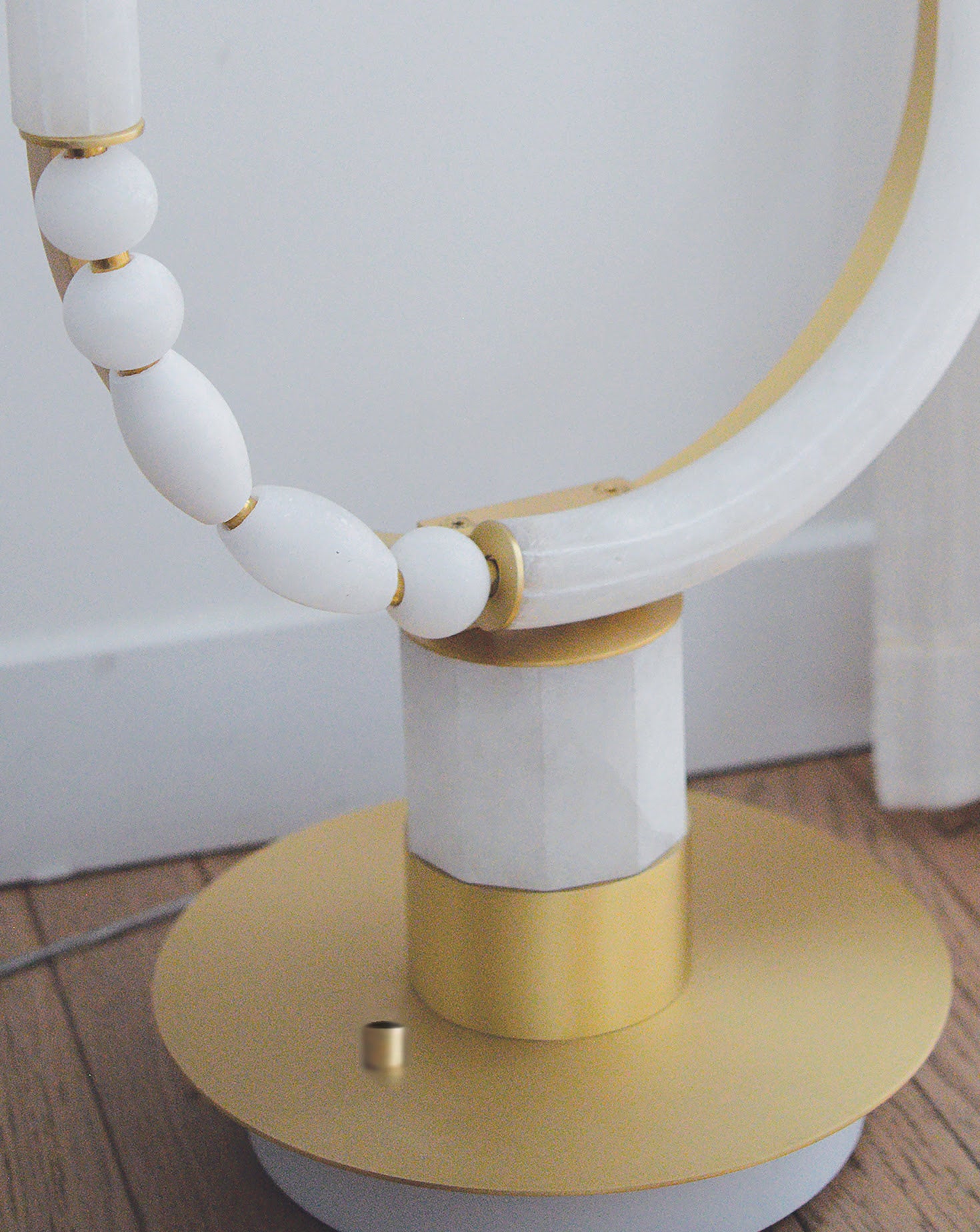 Pearl Satin Brass Standing Table Lamp