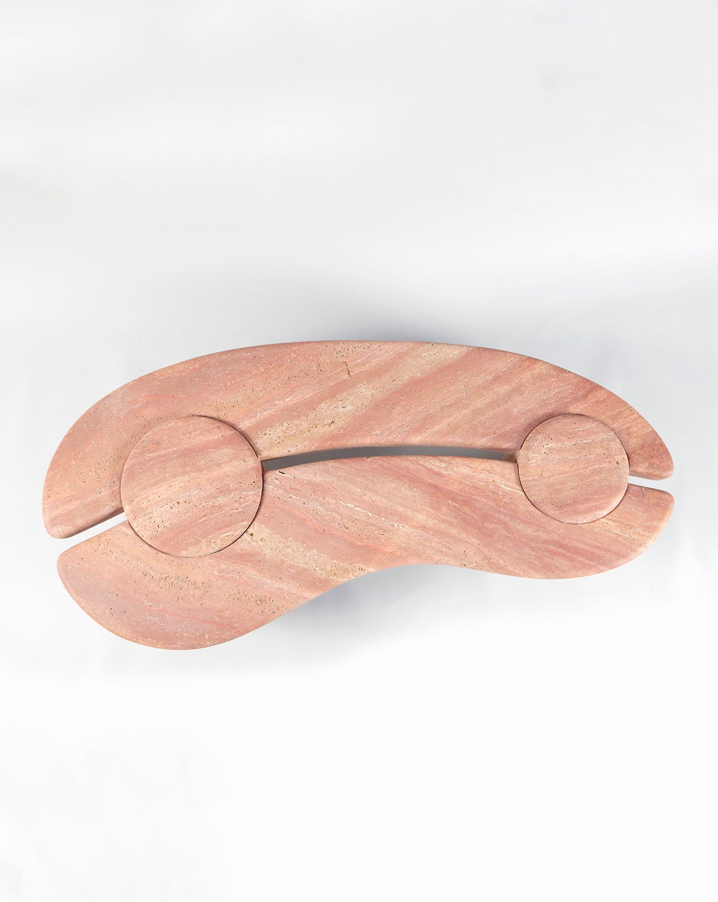 Sculptural Travetino Rosso Mistral Coffee Table