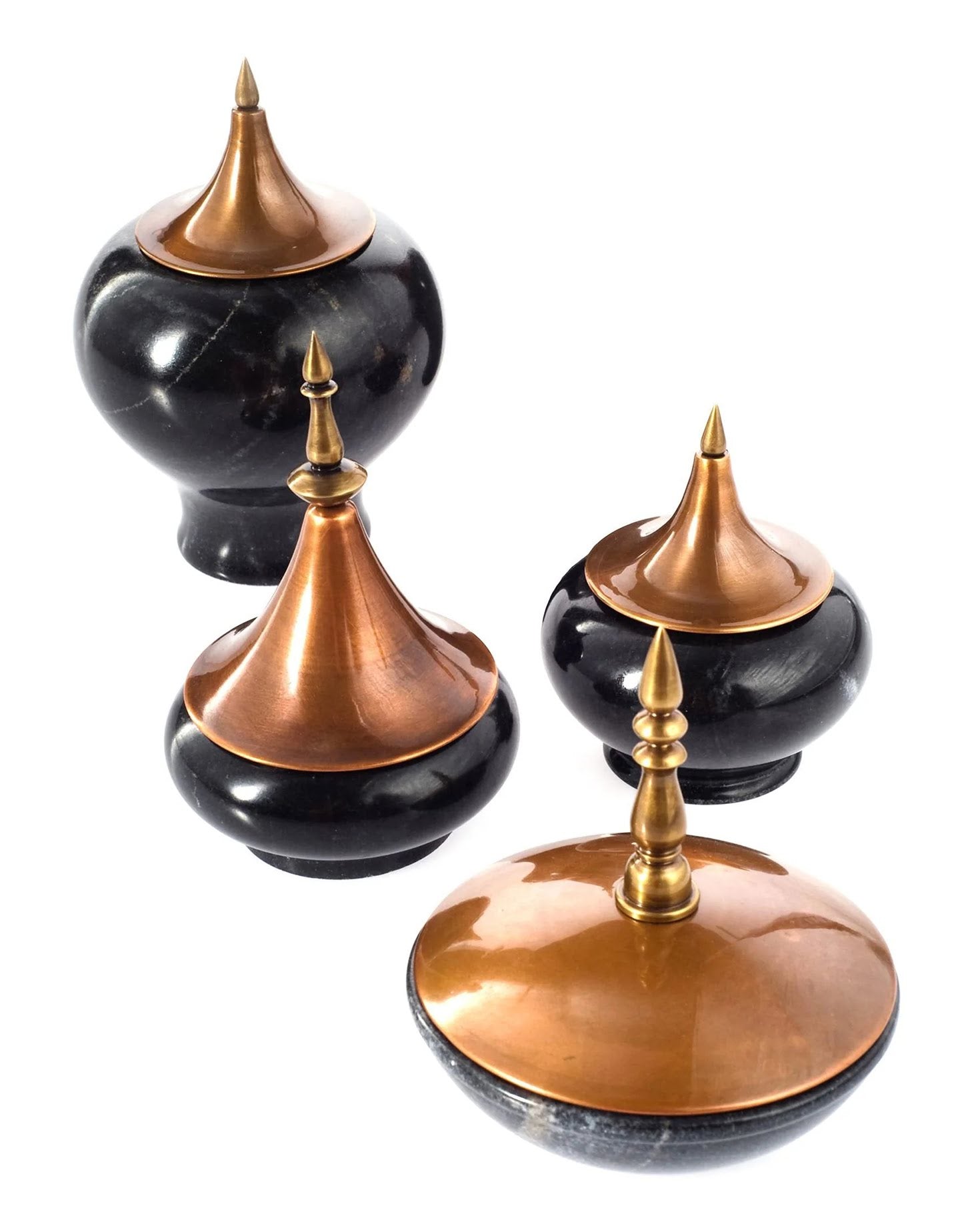Spire Marble and Copper Black Vessel Sets of 4