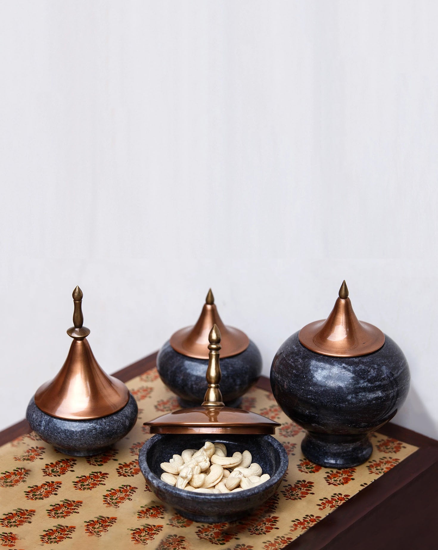 Spire Marble and Copper Black Vessel Sets of 4