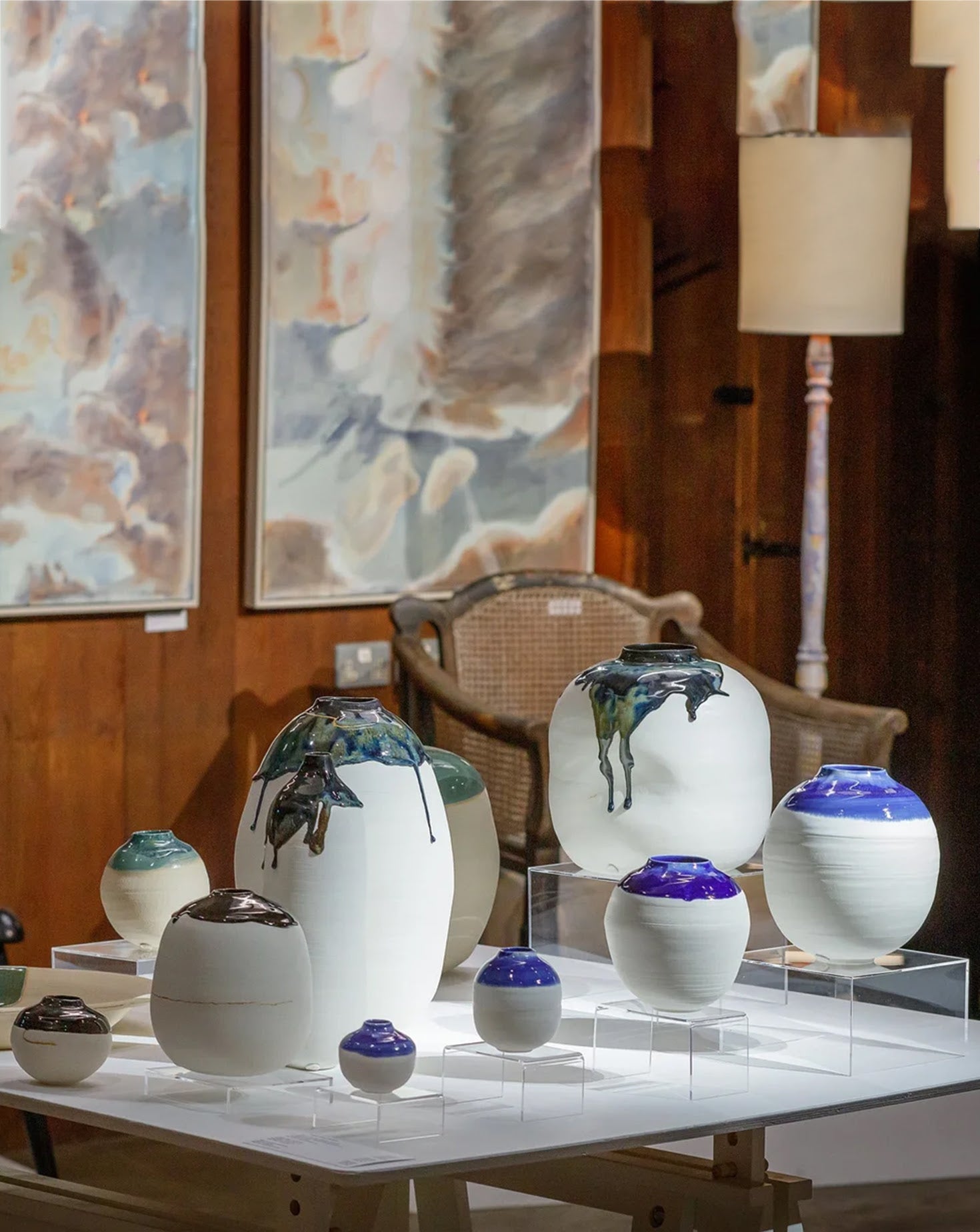 Tall Tenmoku White Porcelain Moon Jar