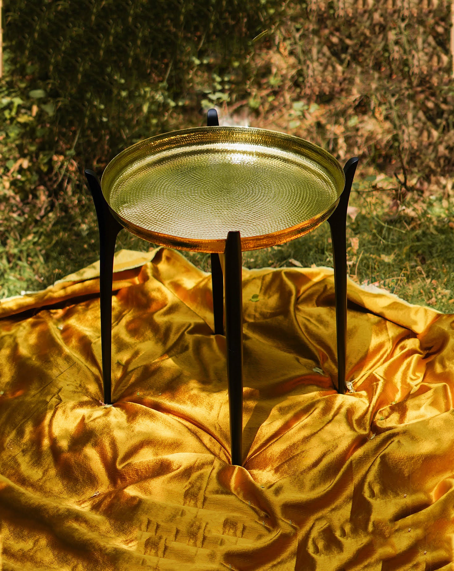 Thaali Brass and Wood Side Table