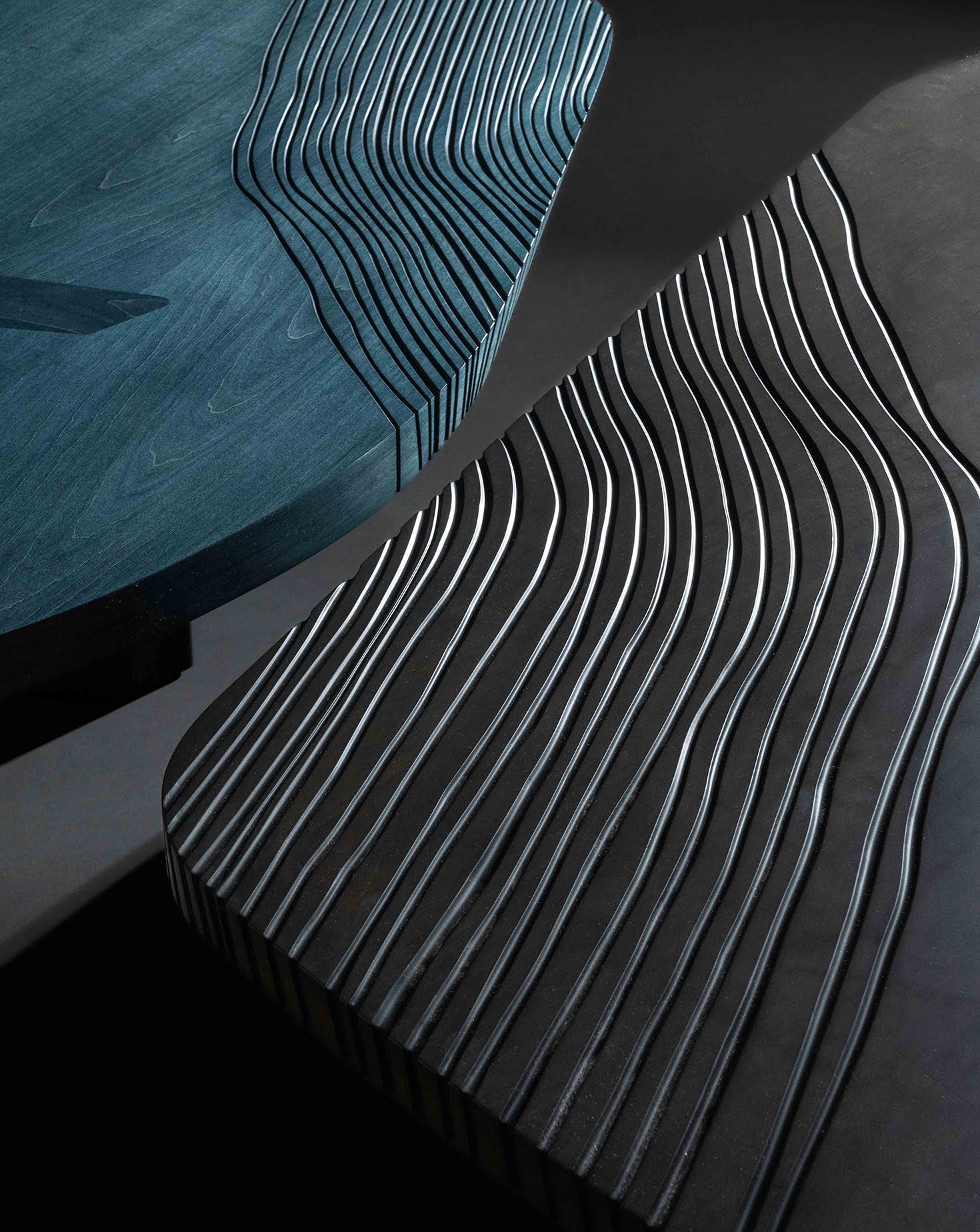 Walima Maple Wood Blue Low Coffee Table