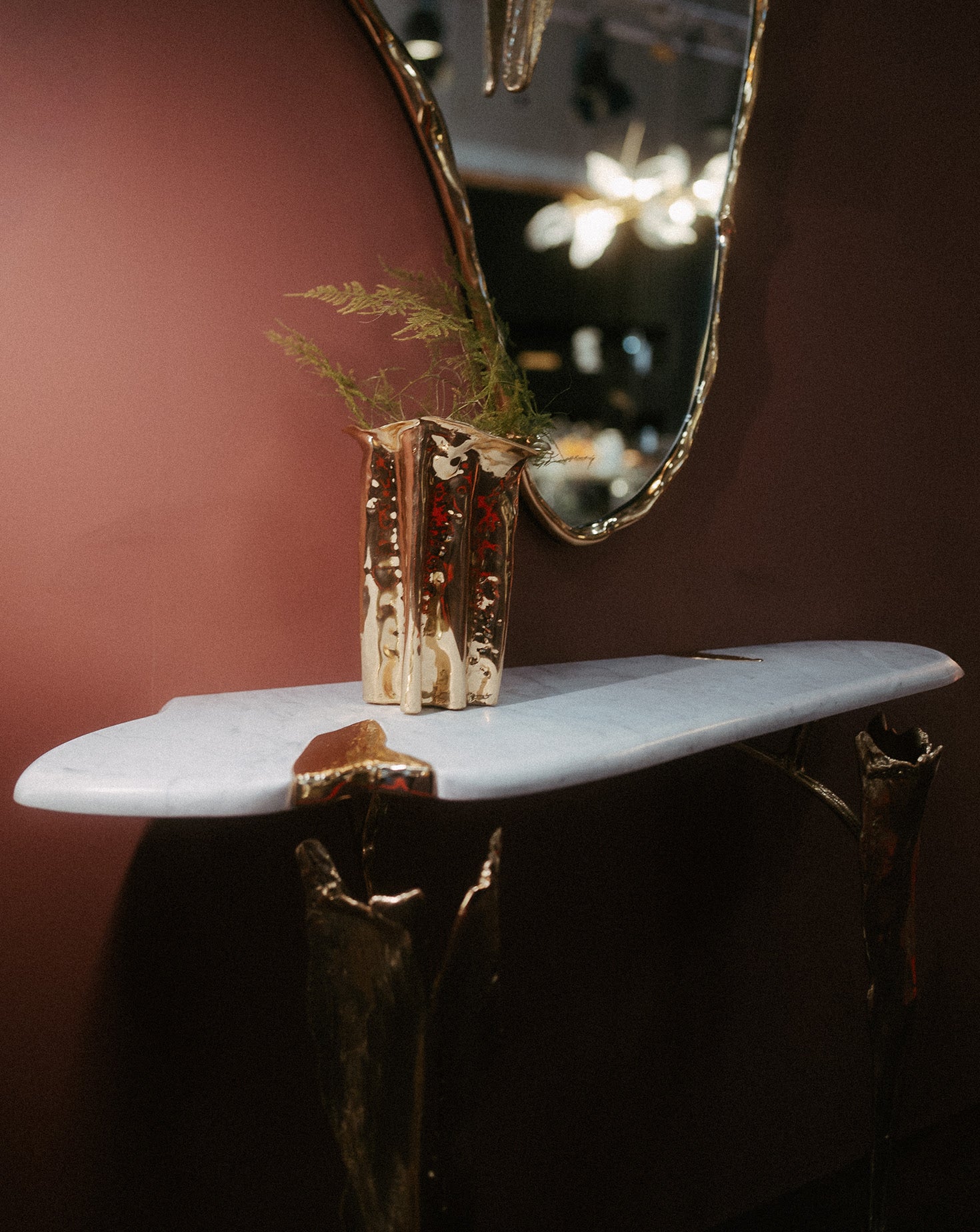 Folia Brass and Marble Console