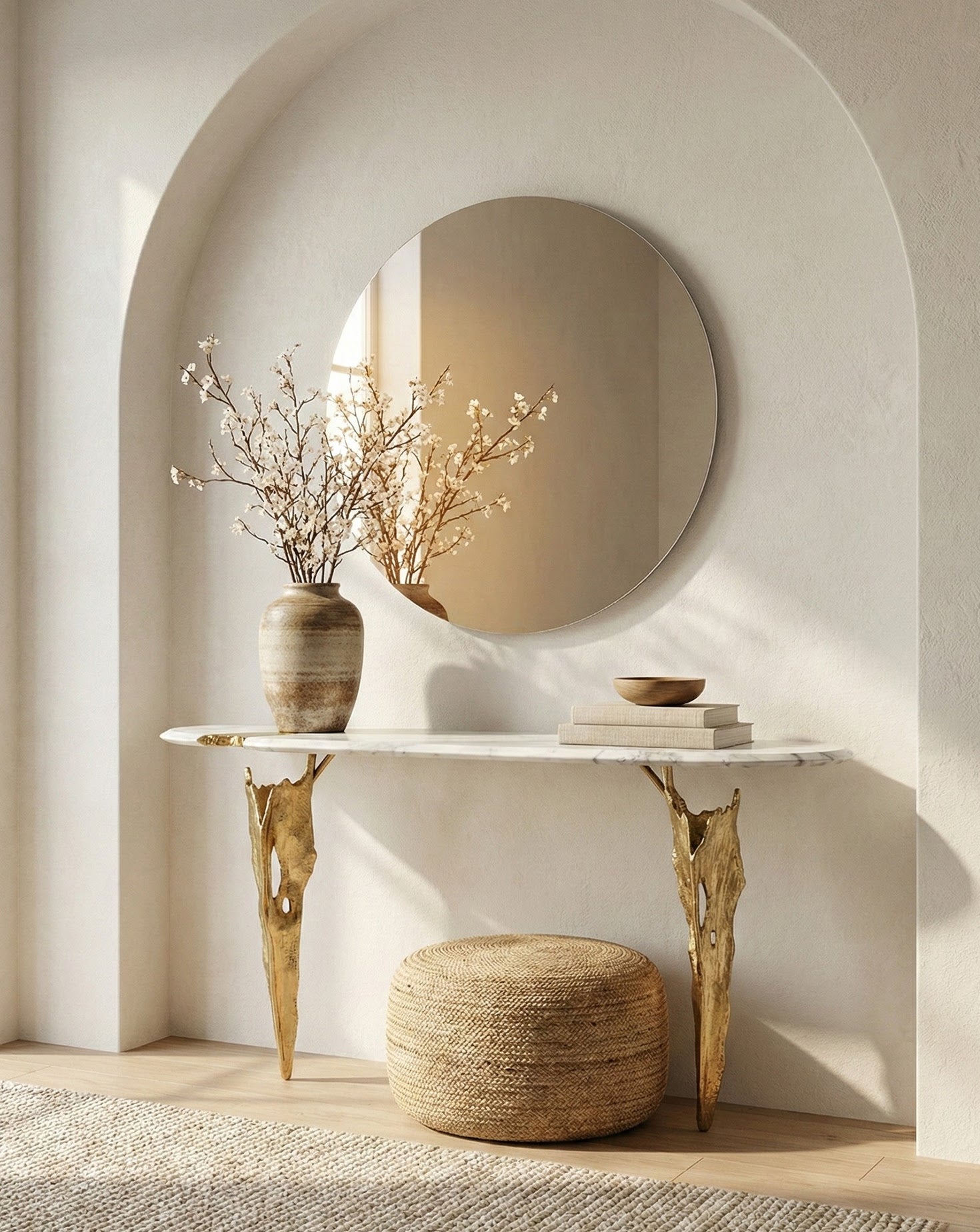 Folia Brass and Marble Console