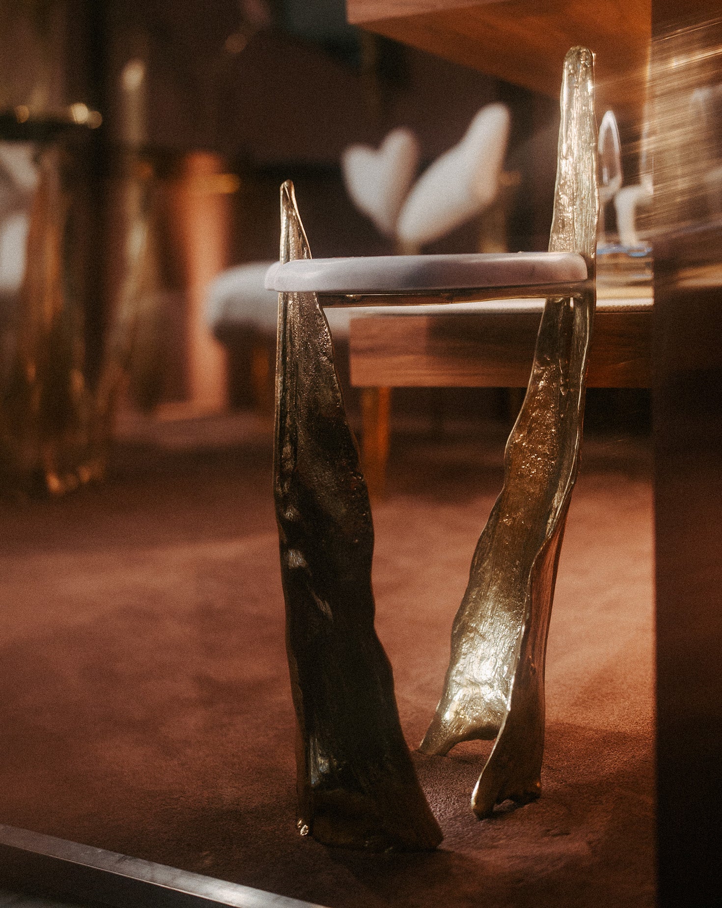 Folia Brass and Marble Side Table