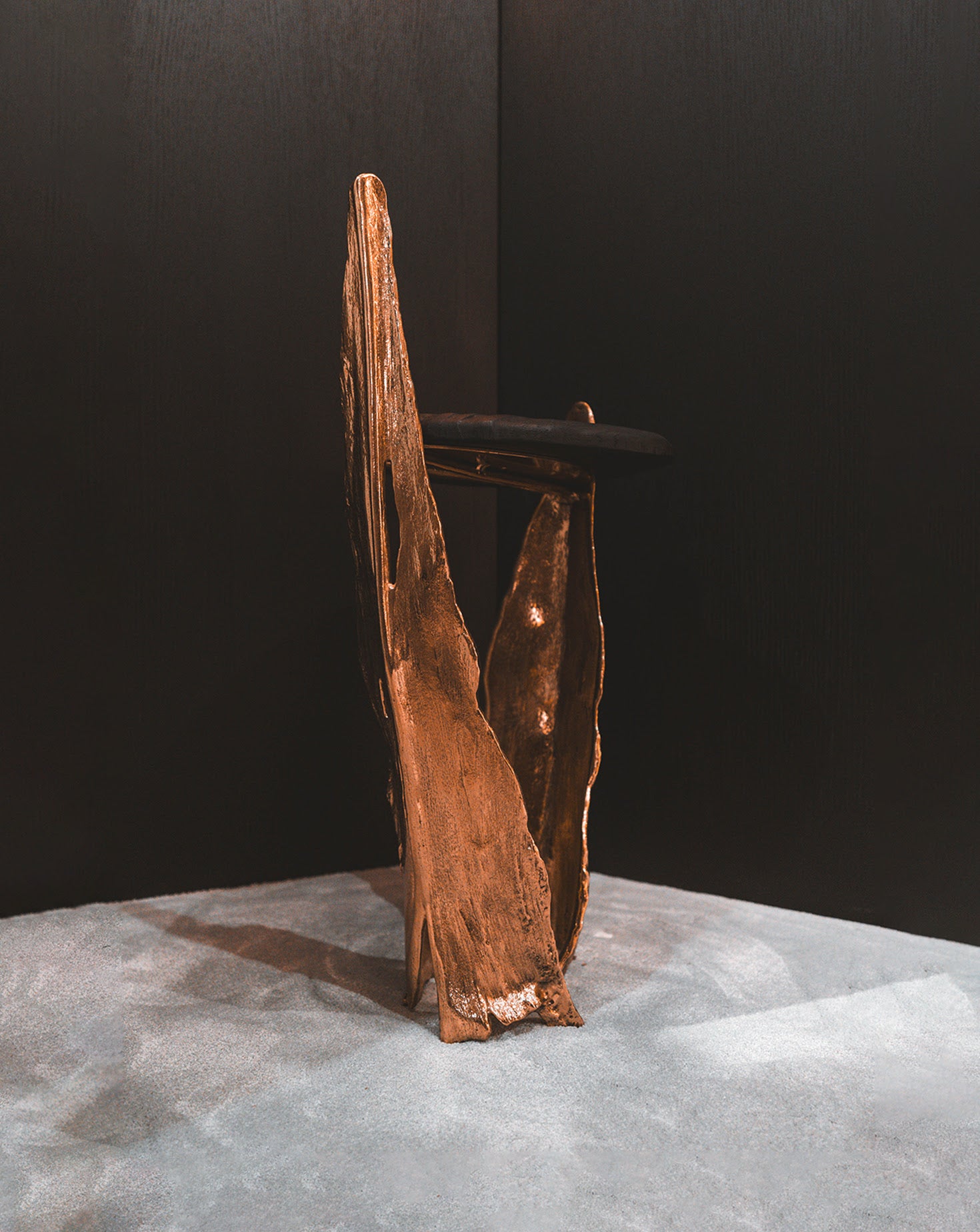 Folia Brass and Wood Side Table