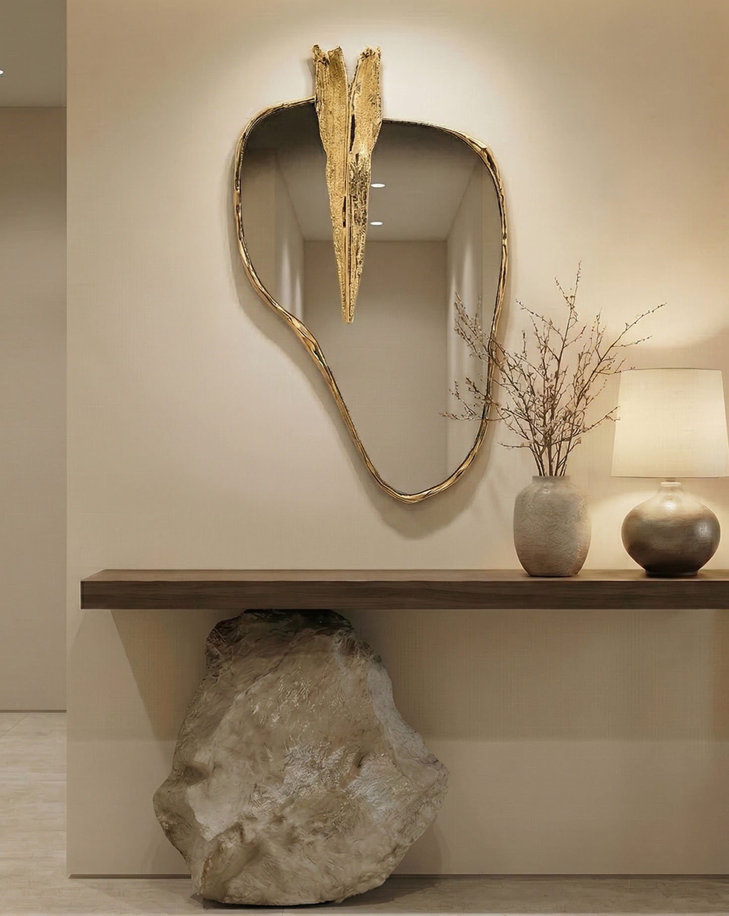 Folia Polished Brass Mirror
