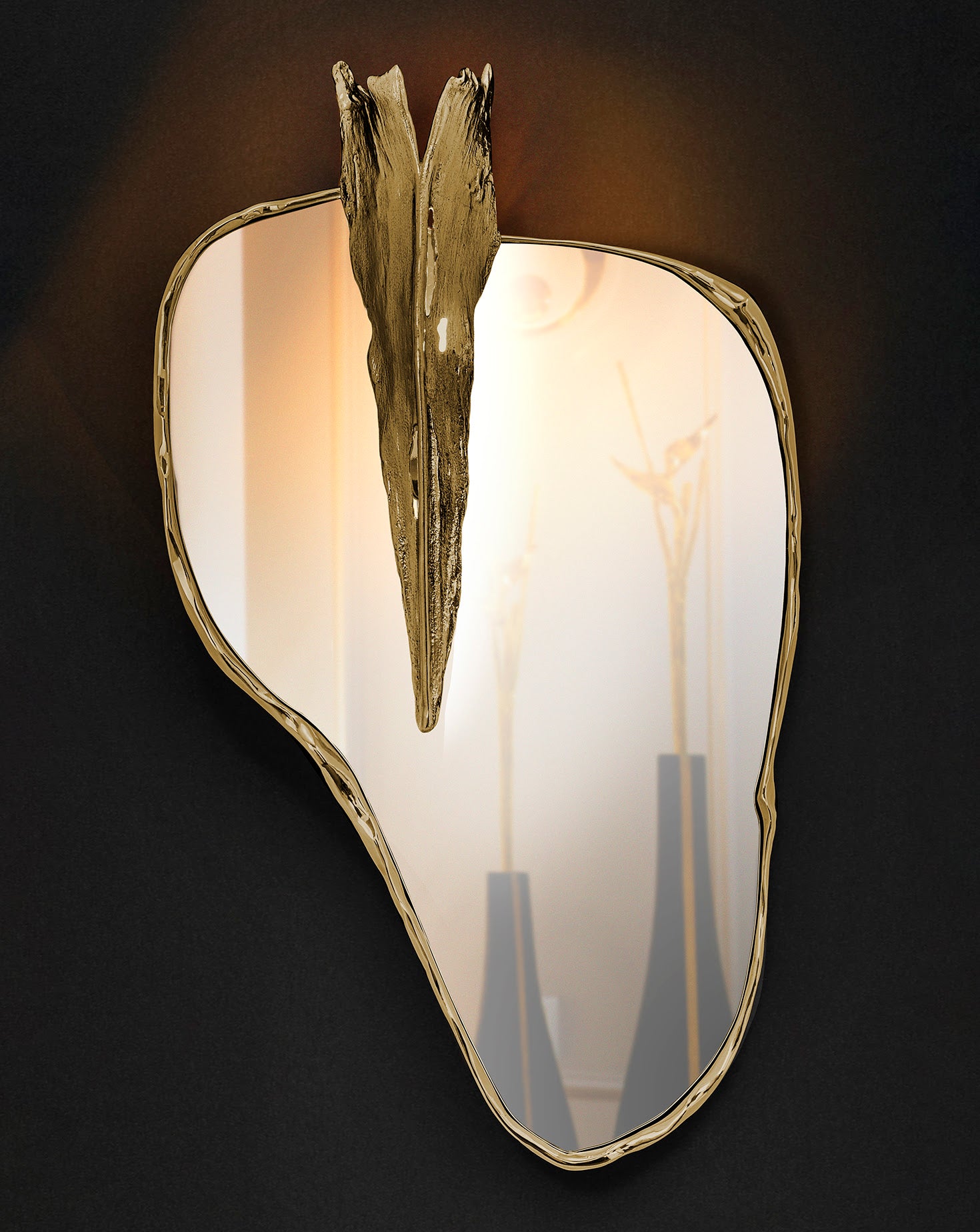 Folia Polished Brass Mirror