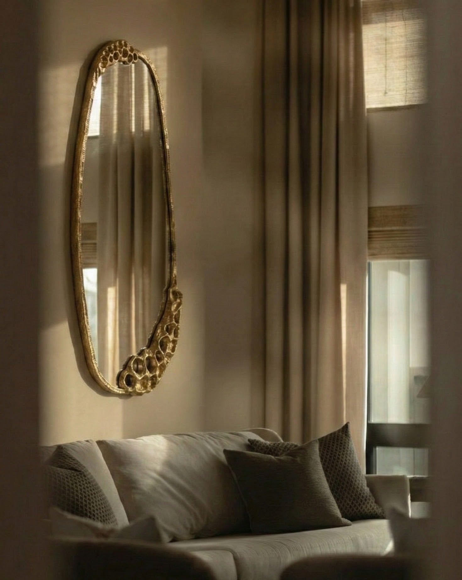 Lotus Brass and Gris Mirror