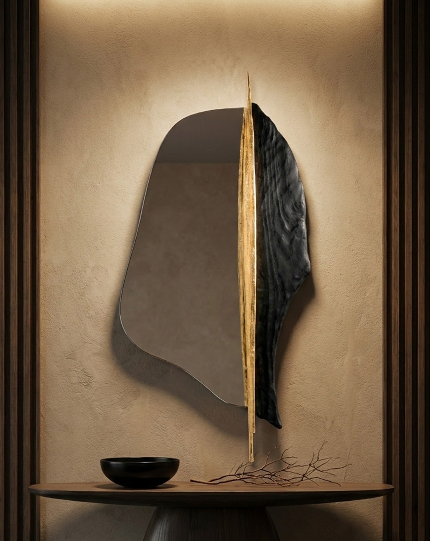 Palm Brushed Brass Mirror