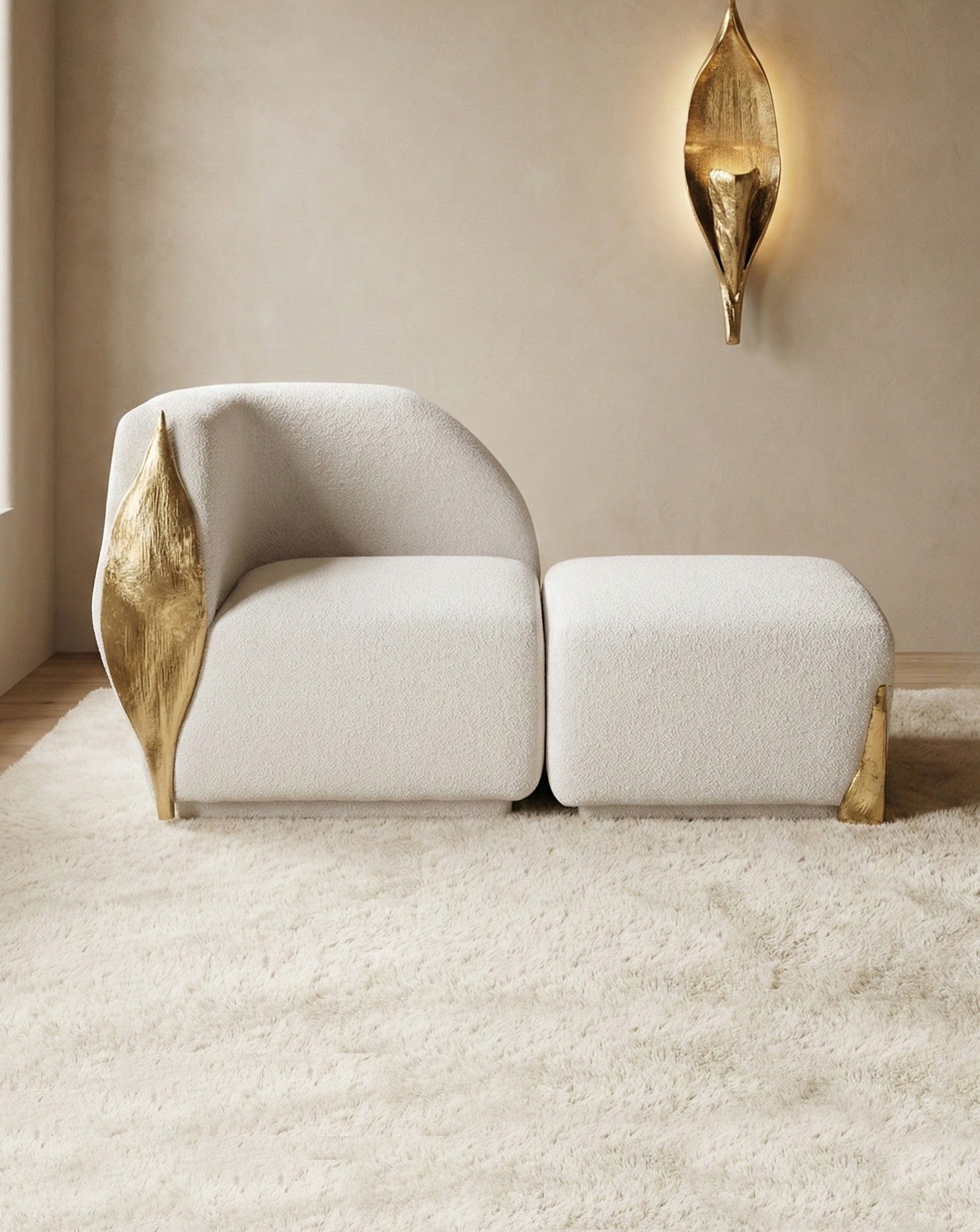 Palm Polished Brass Sofa